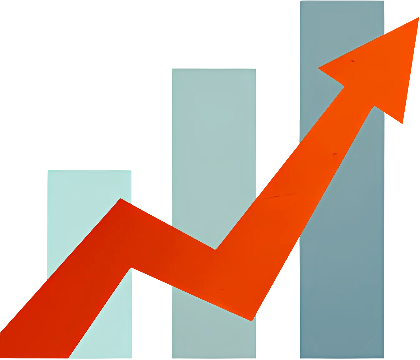 Red Upward Zigzag Arrow and Bar Graph