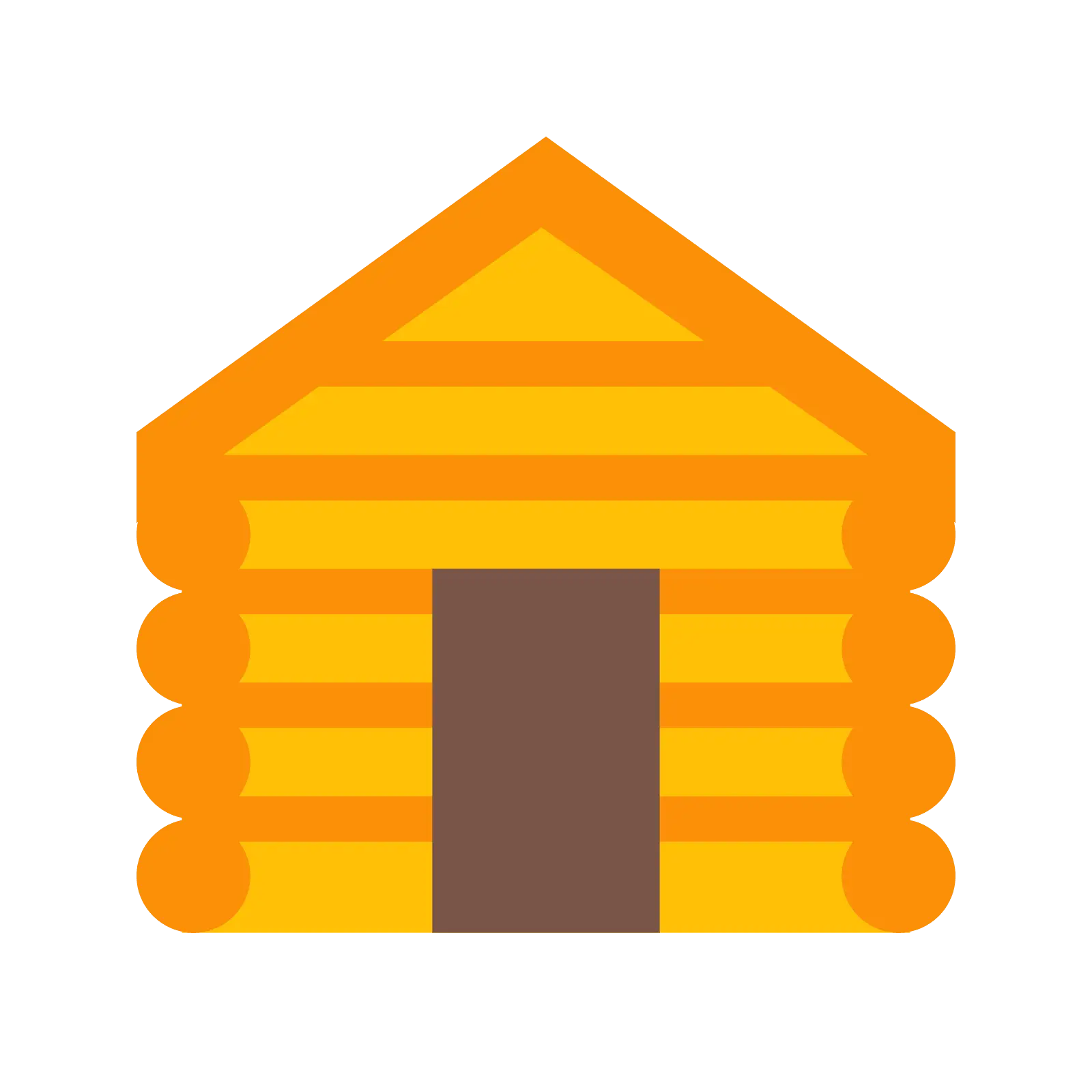 Wooden Log Cabin Cartoon Style