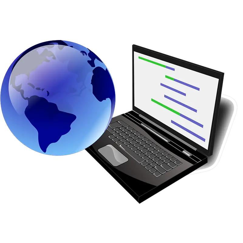 Laptop with Interface and Globe Illustration