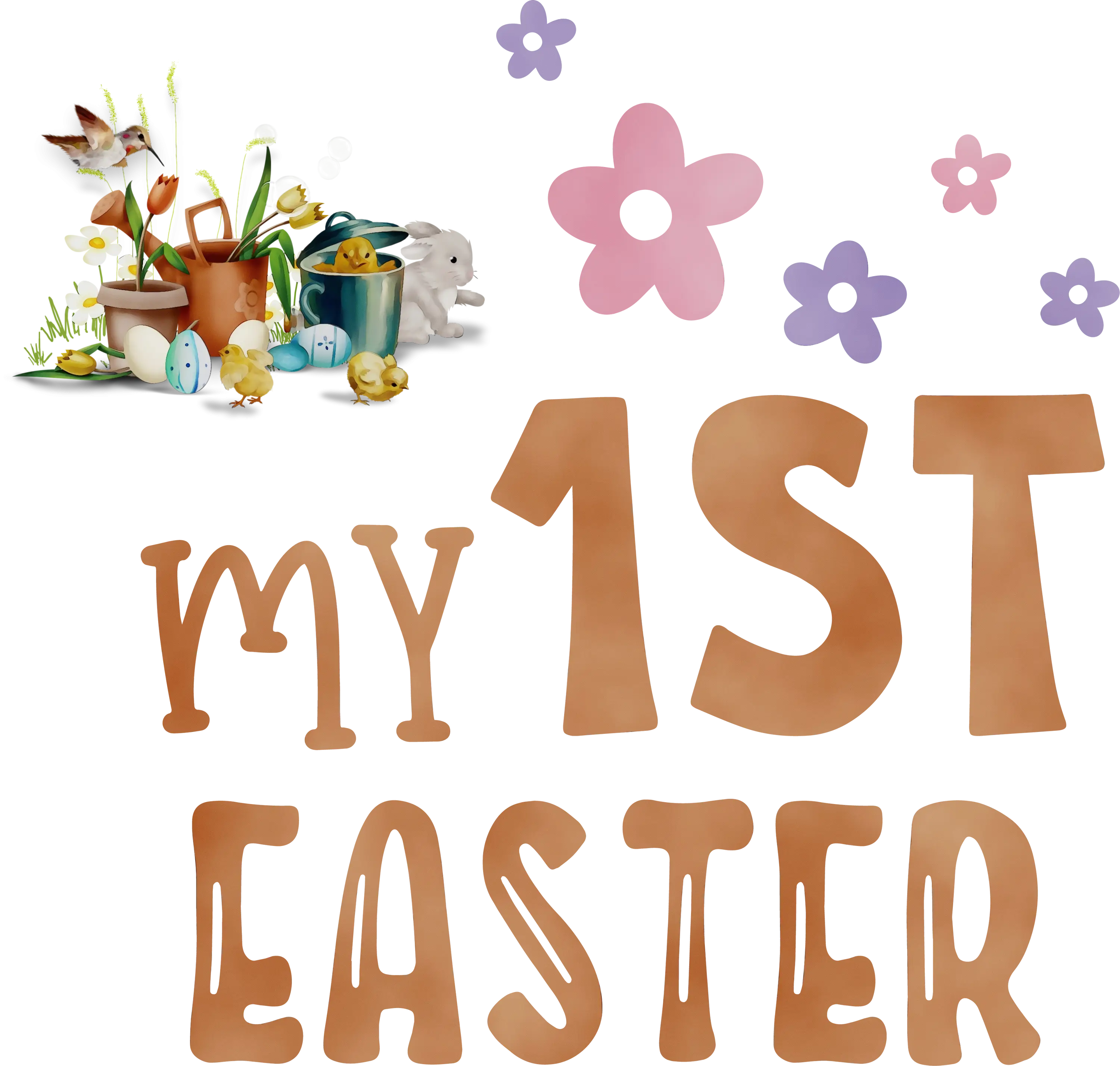 Decorative Easter Text with Holiday Items