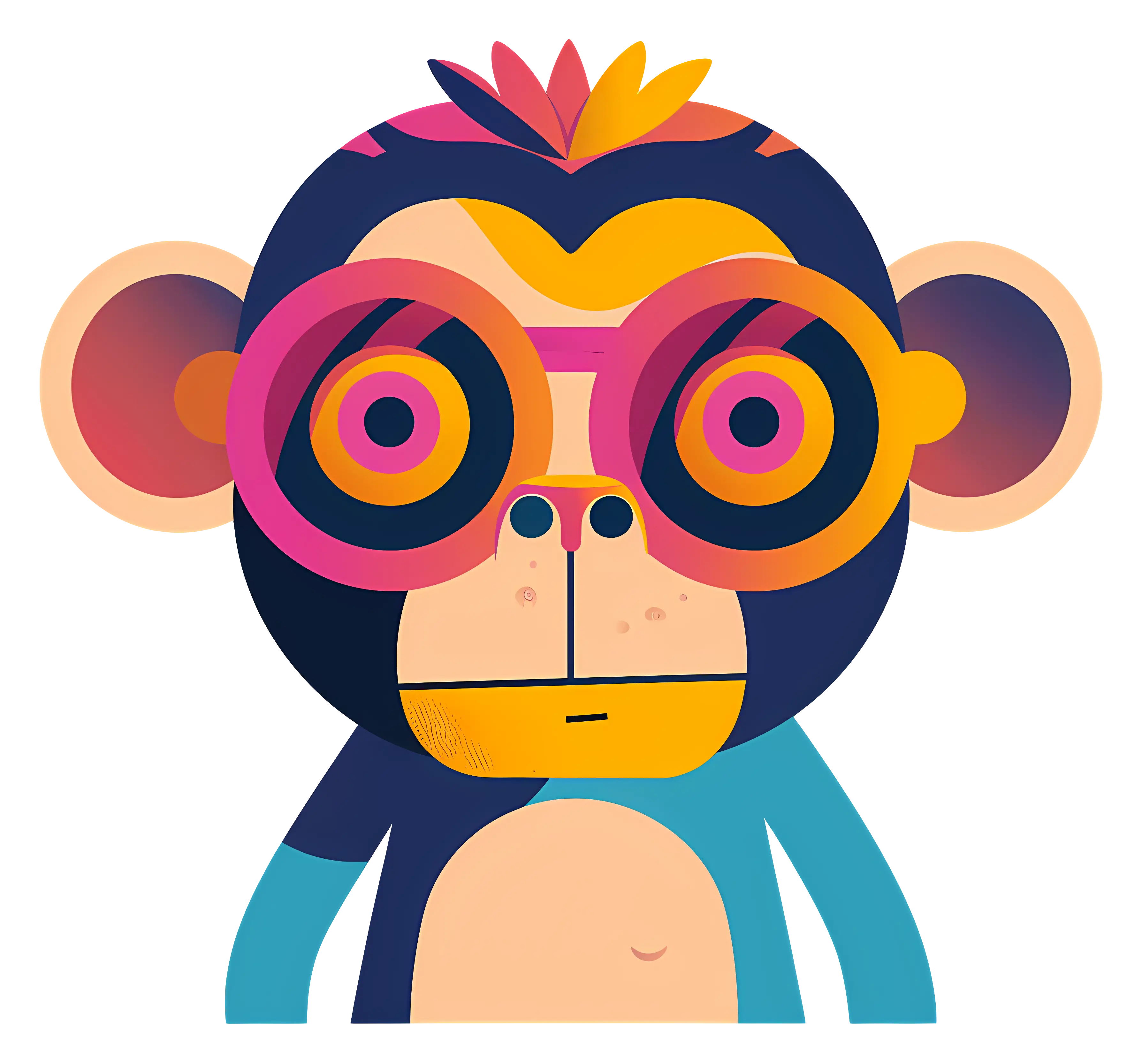 Cartoon Monkey with Vibrant Glasses