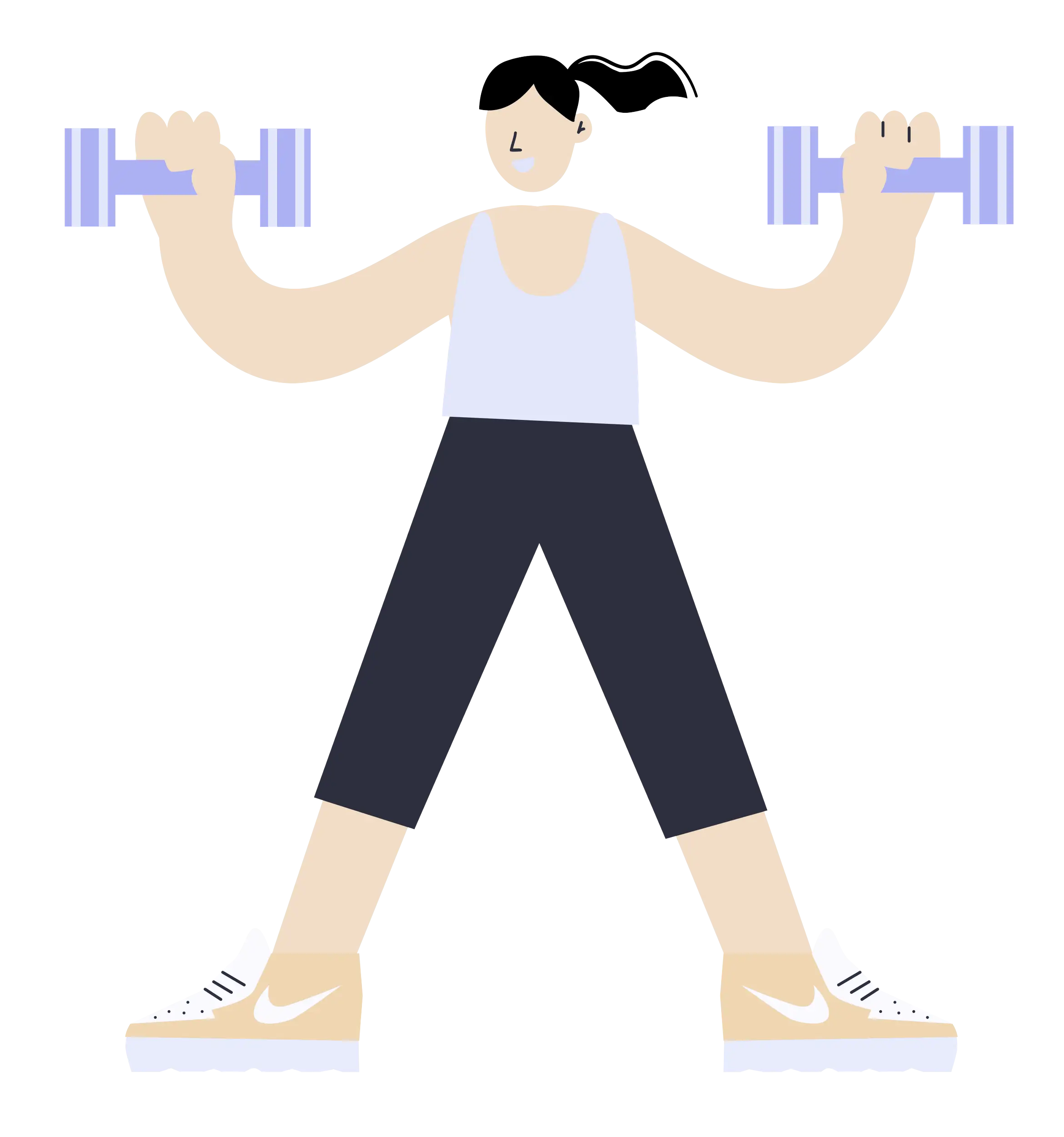 Woman Exercising with Dumbbells in Cartoon Style