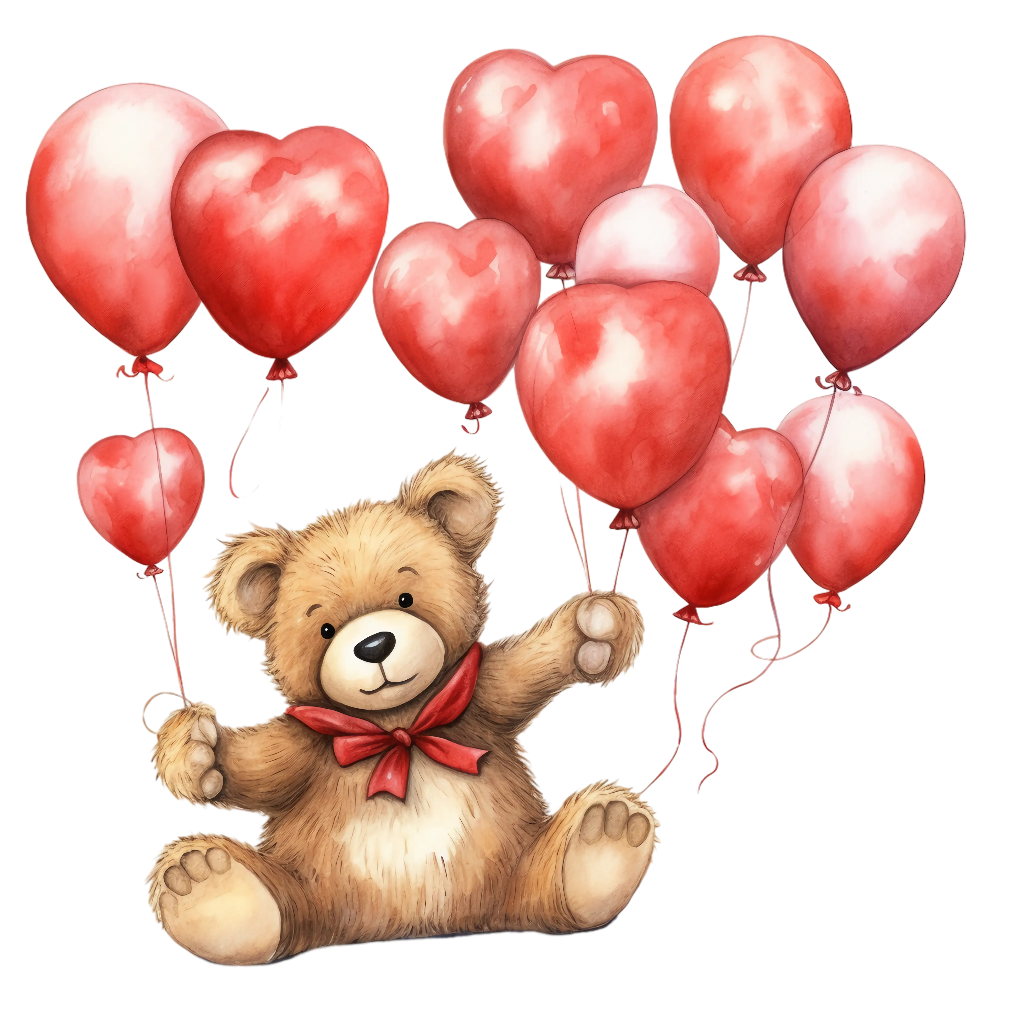 Teddy Bear with Heart-Shaped Balloons for Valentine&#039;s Day