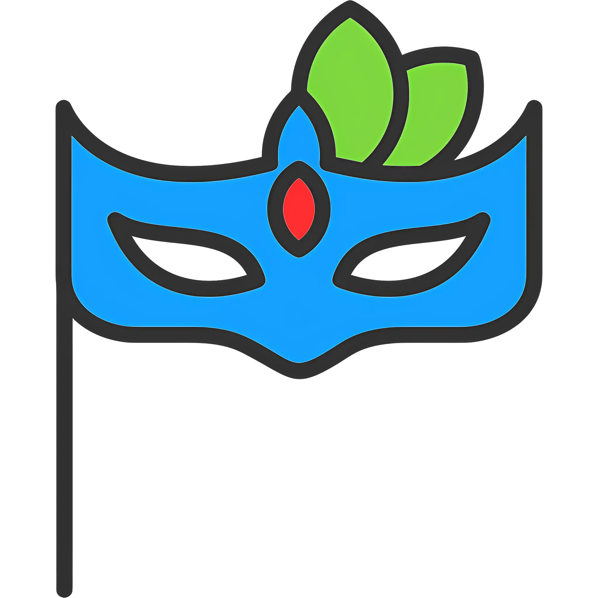 Blue Masquerade Mask with Green Leaves