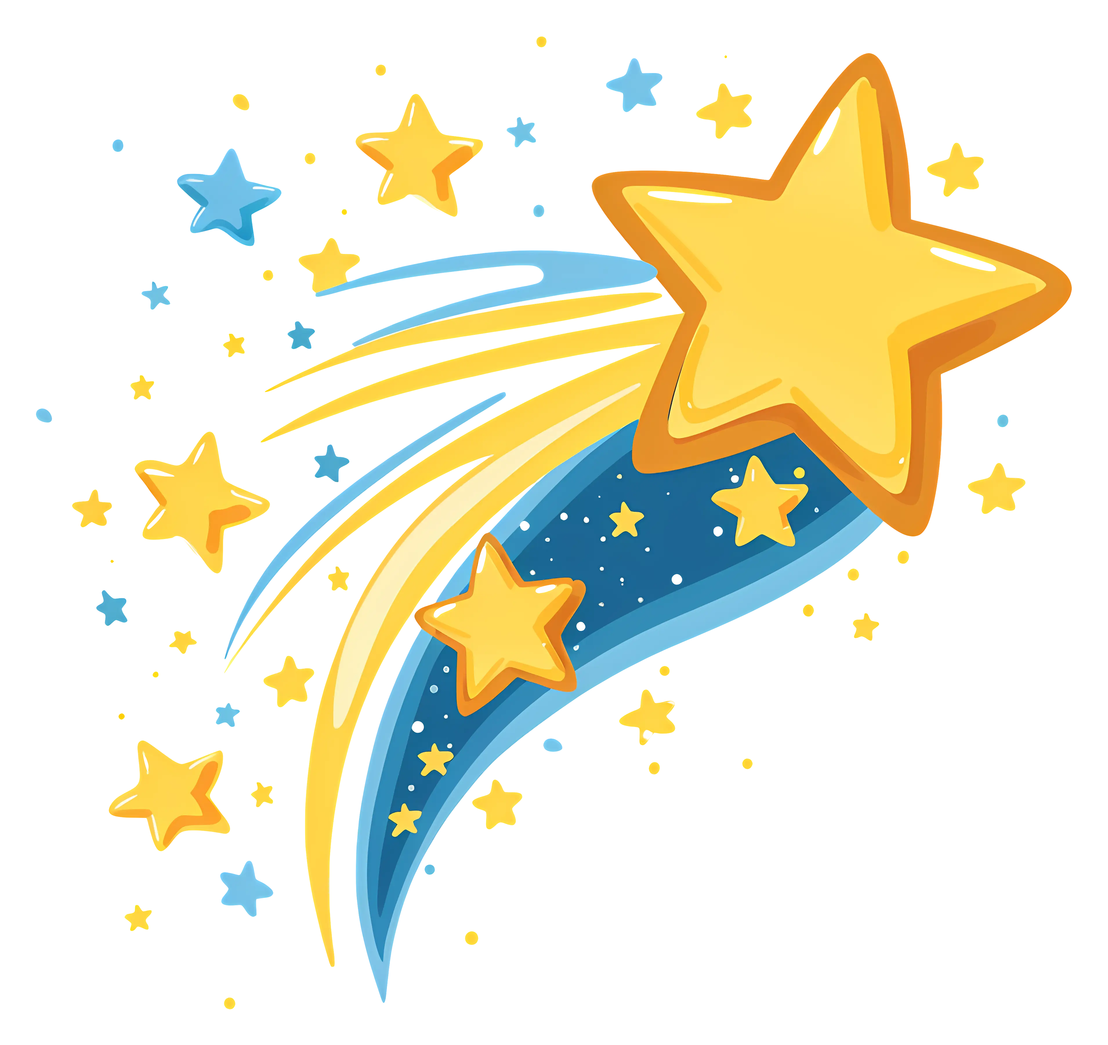 Shooting Star Illustration with Glowing Yellow Stars