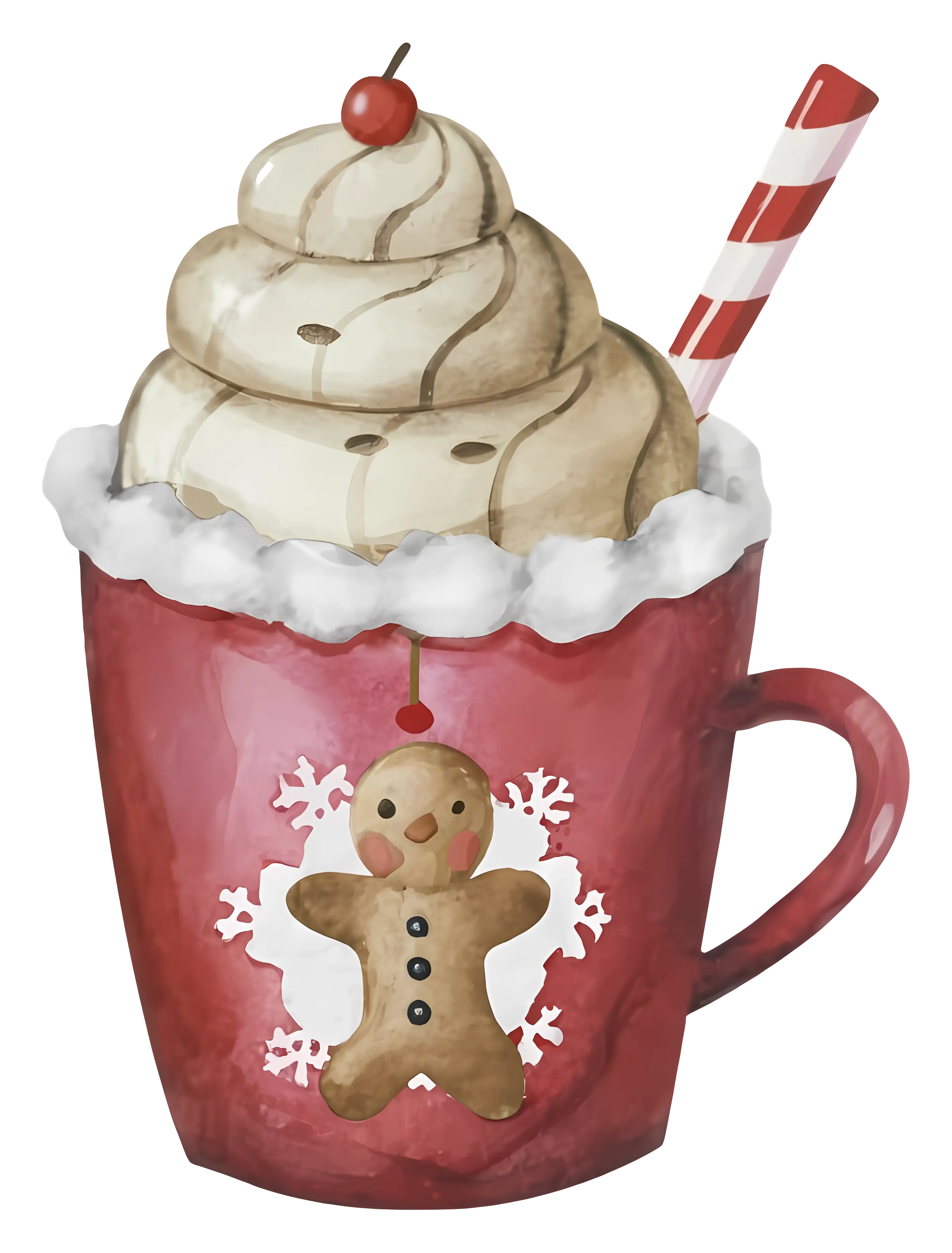 Red Cup with Cream and Gingerbread Man for Christmas