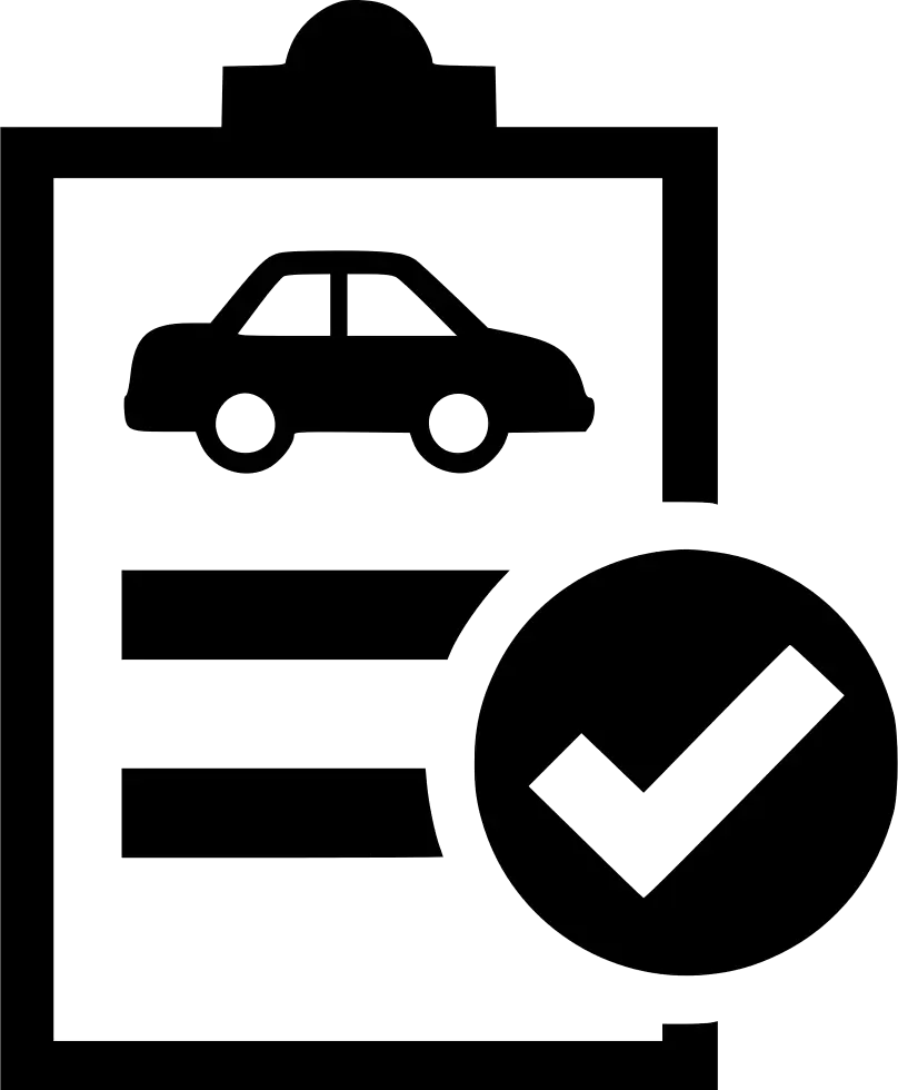 Car Document Icon with Checklist and Vehicle