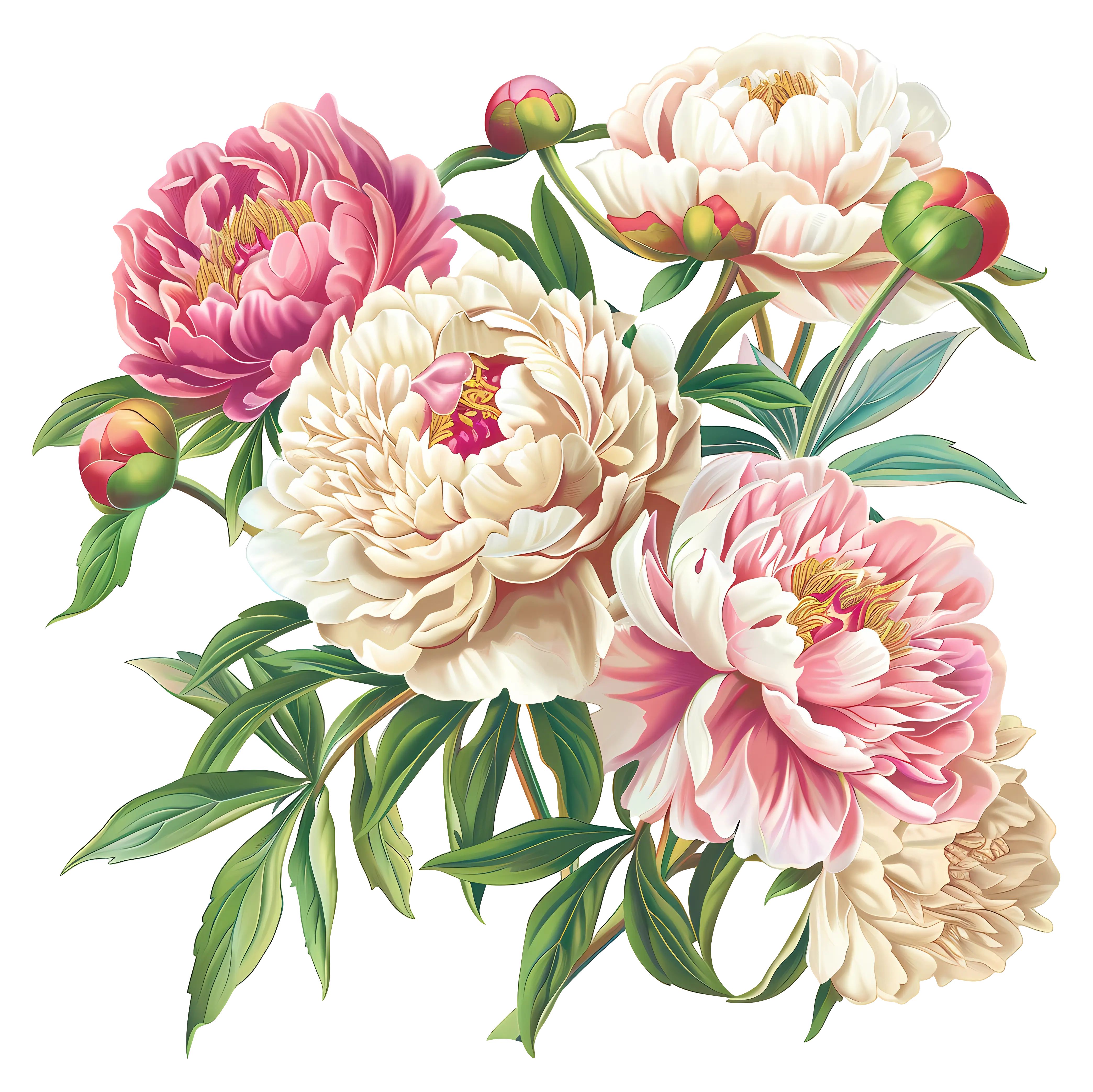 Beautiful Pink Peony Flowers in Full Bloom