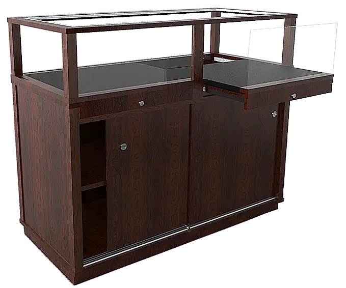 Wooden Display Cabinet with Glass Panels