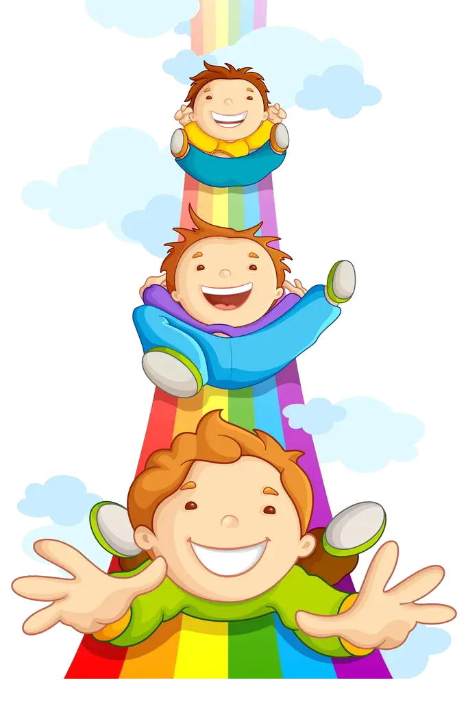 Children Sliding Down Rainbow