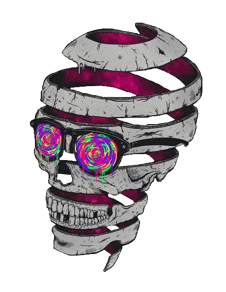 Colorful Spiral Skull with Glasses Concept Art