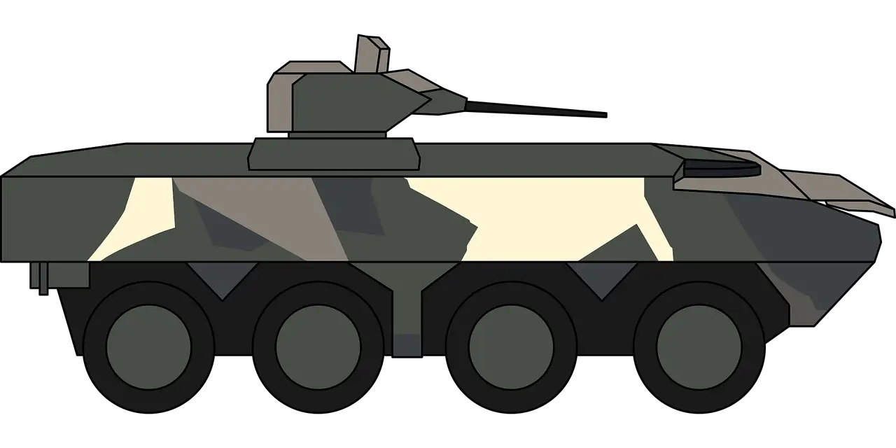 Armored Vehicle Cartoon with Camouflage