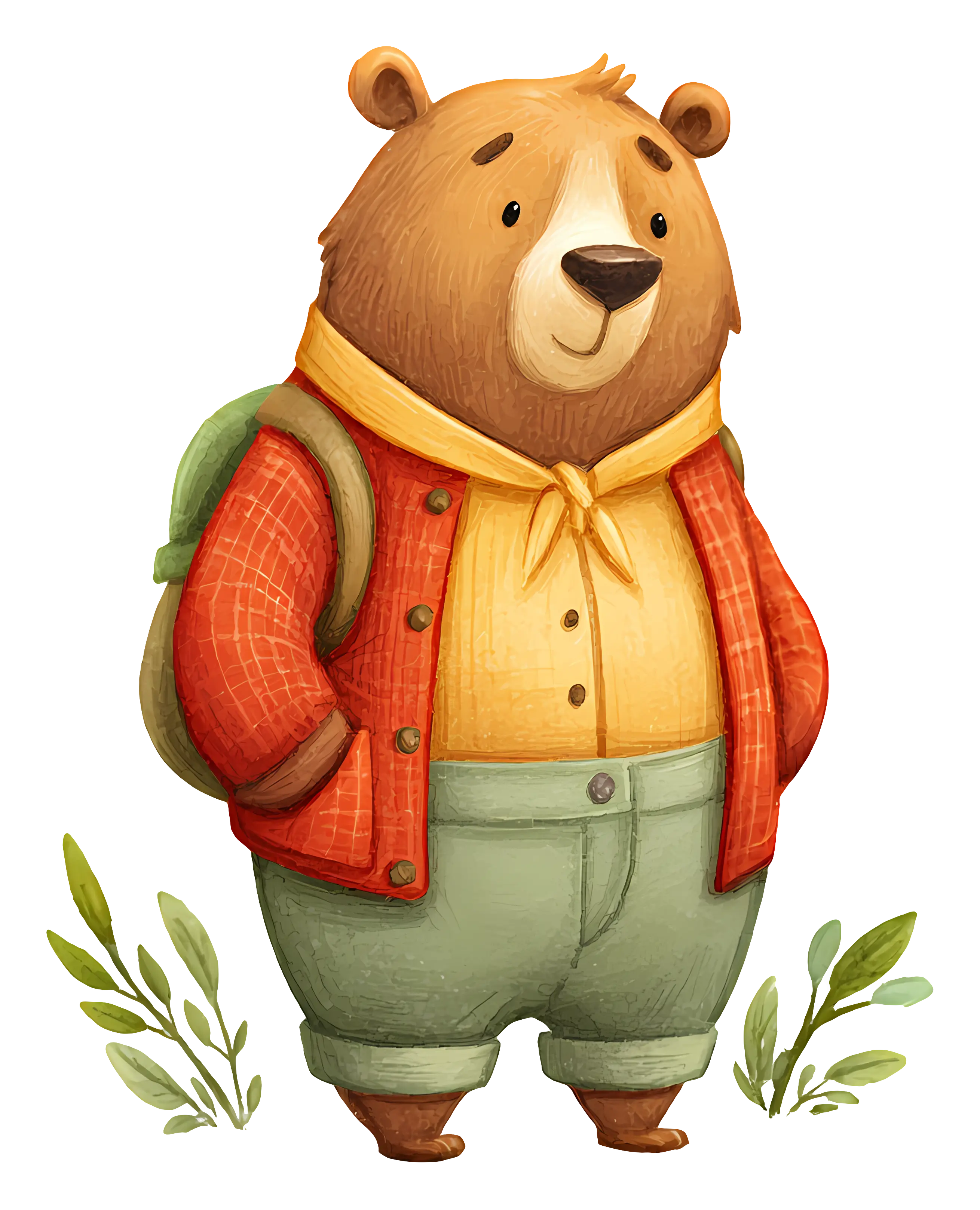 Cartoon Bear in Colorful Clothes