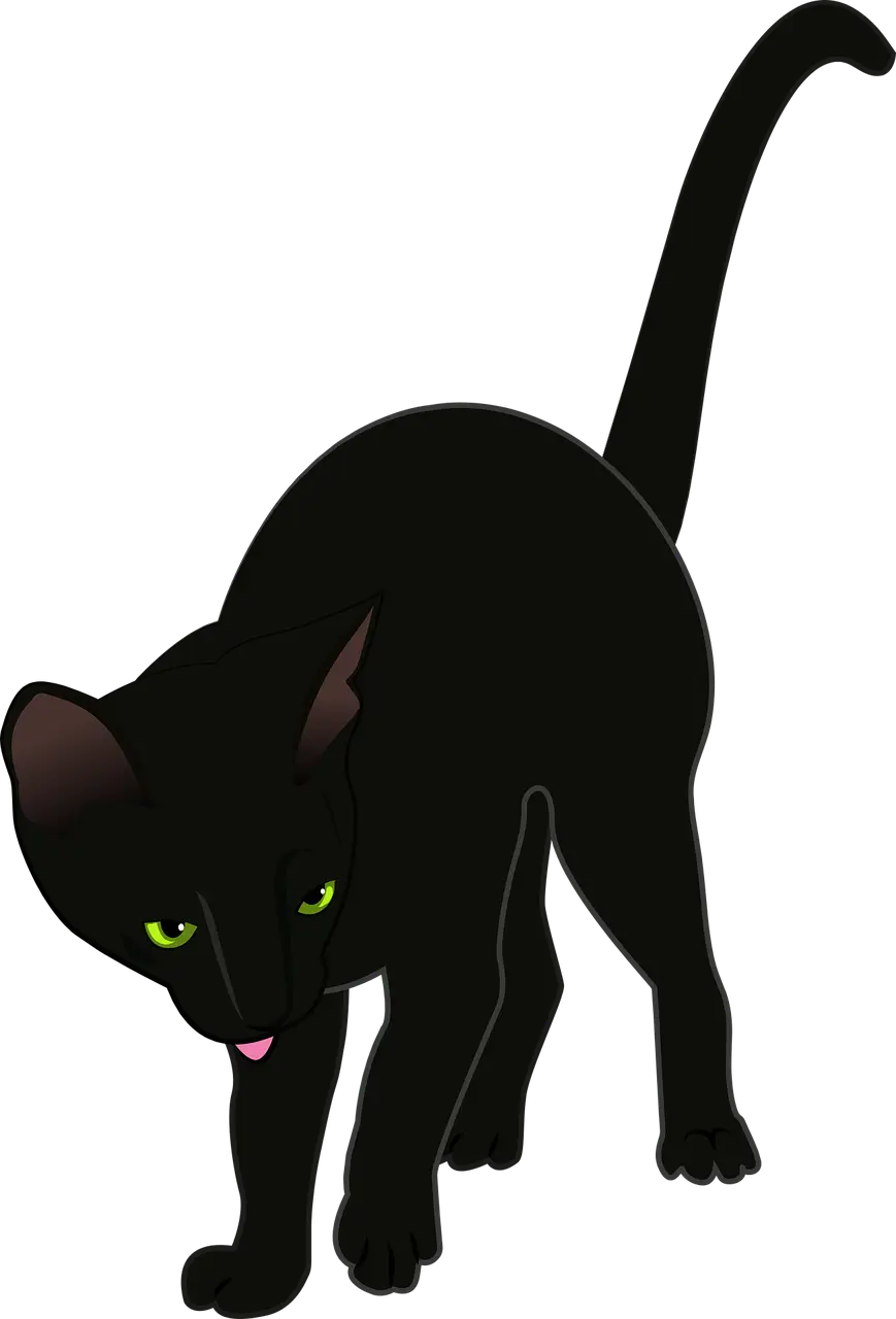 Illustration of Black Cat with Green Eyes