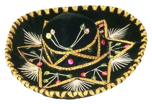 Traditional Black Sombrero with Gold Embroidery