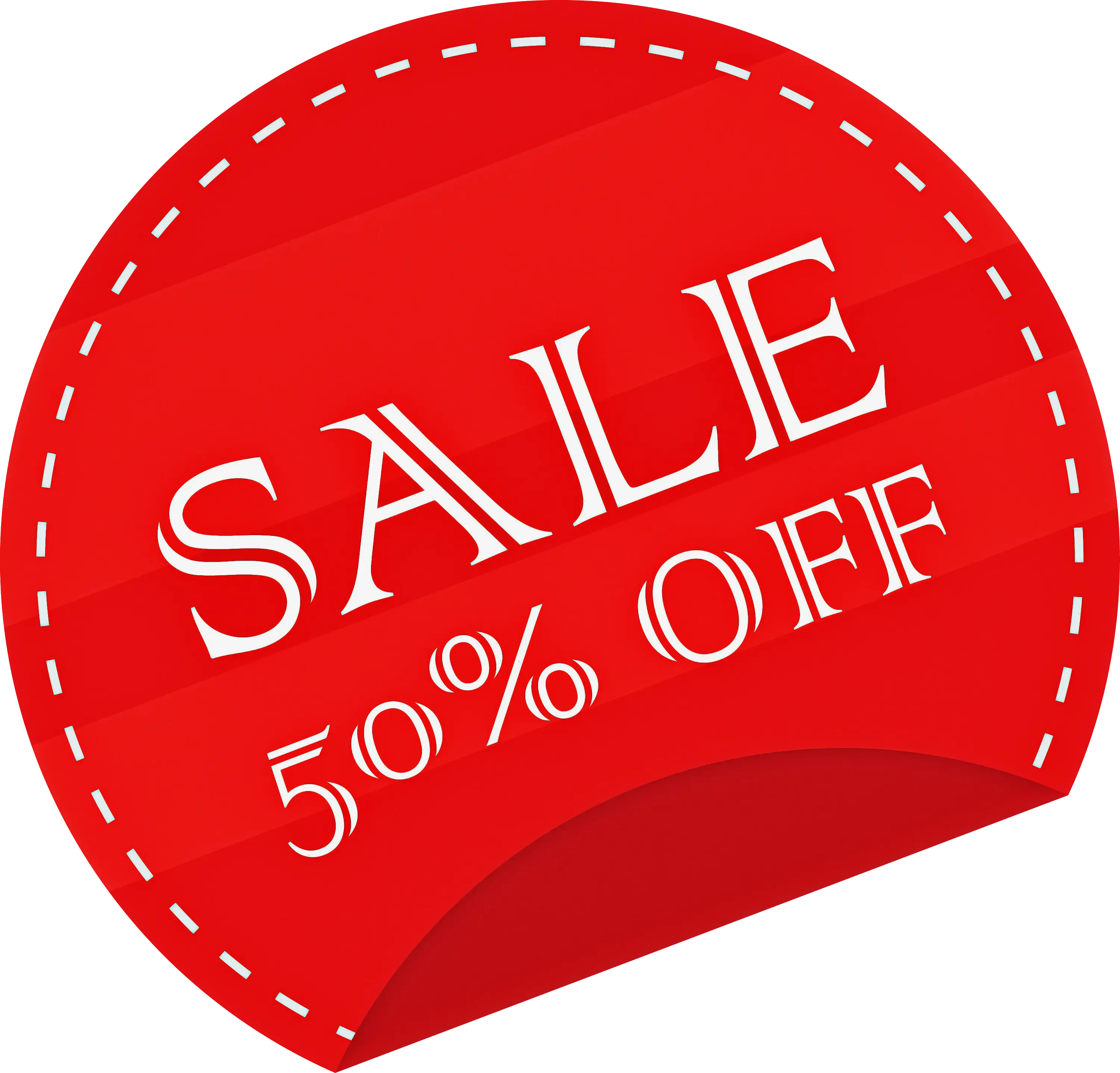 Red Sale Sticker with 50% Off