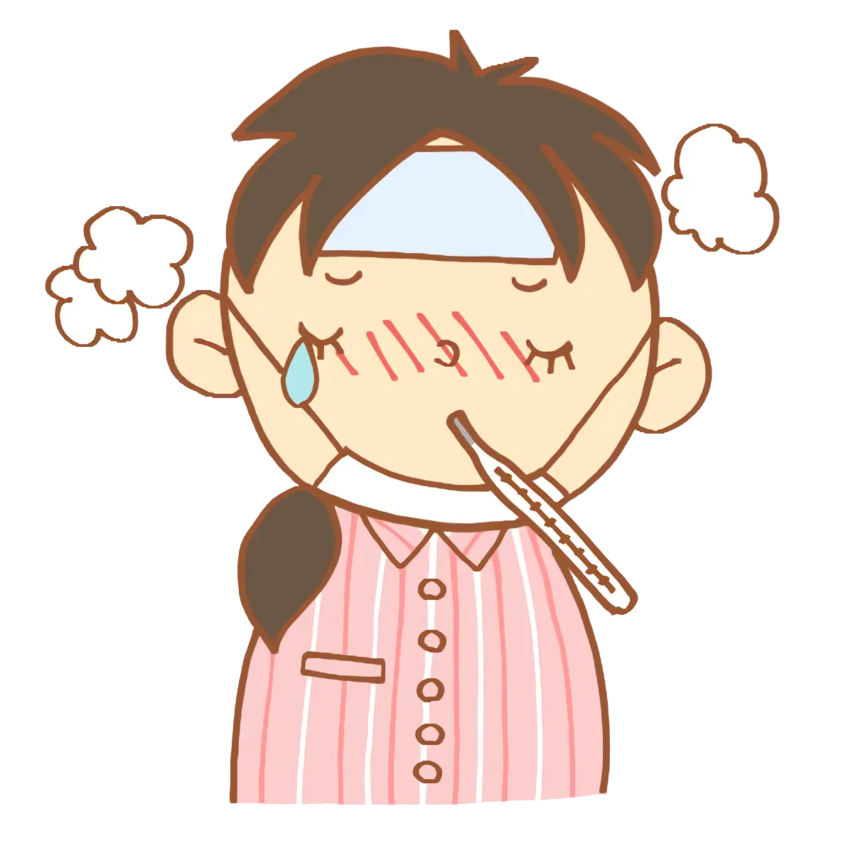 Sick Boy with Thermometer