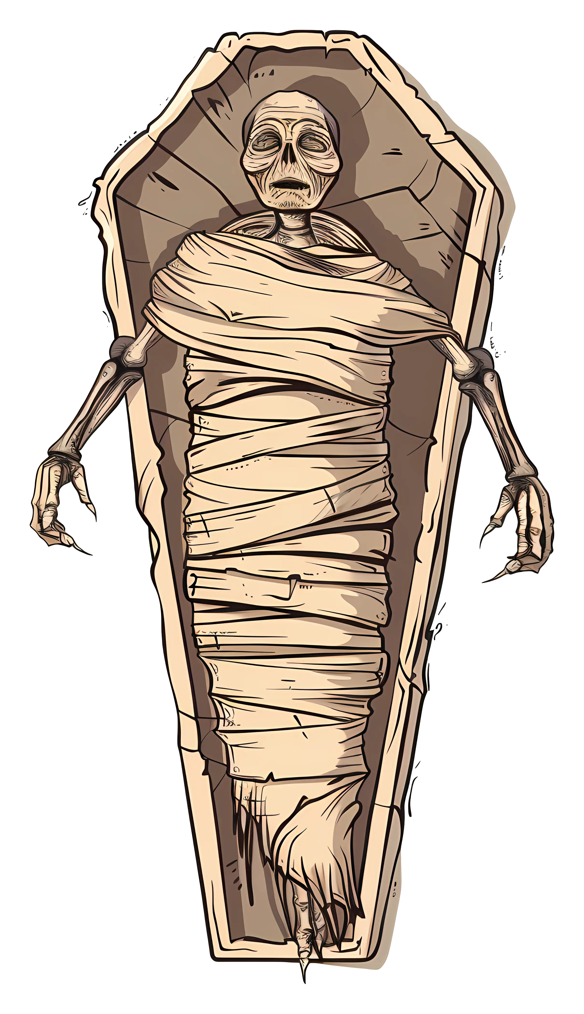 Ancient Mummy in Coffin Illustration