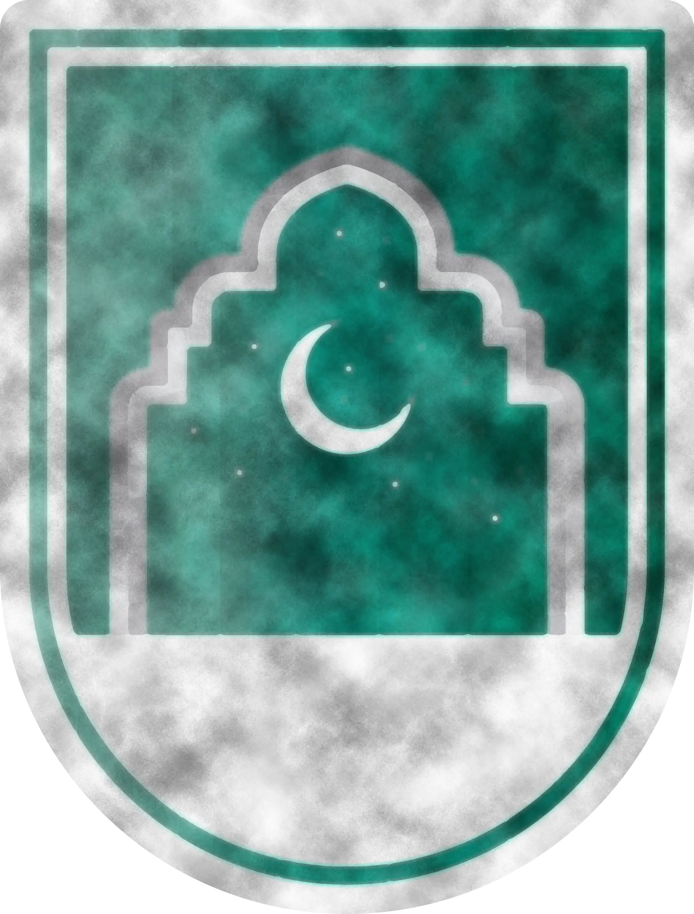 Green Mosque Emblem with Crescent and Stars