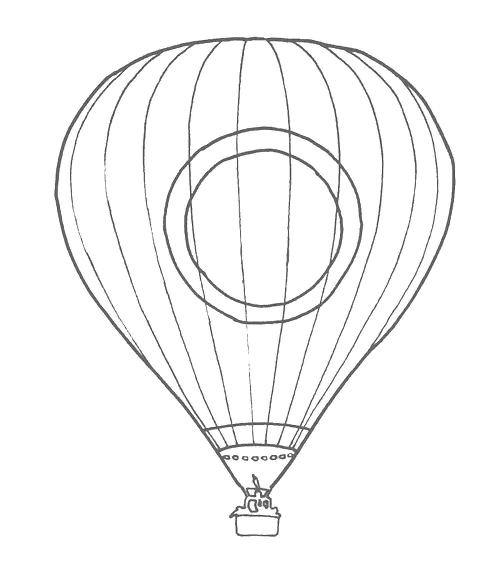 Hot Air Balloon Line Drawing Sketch