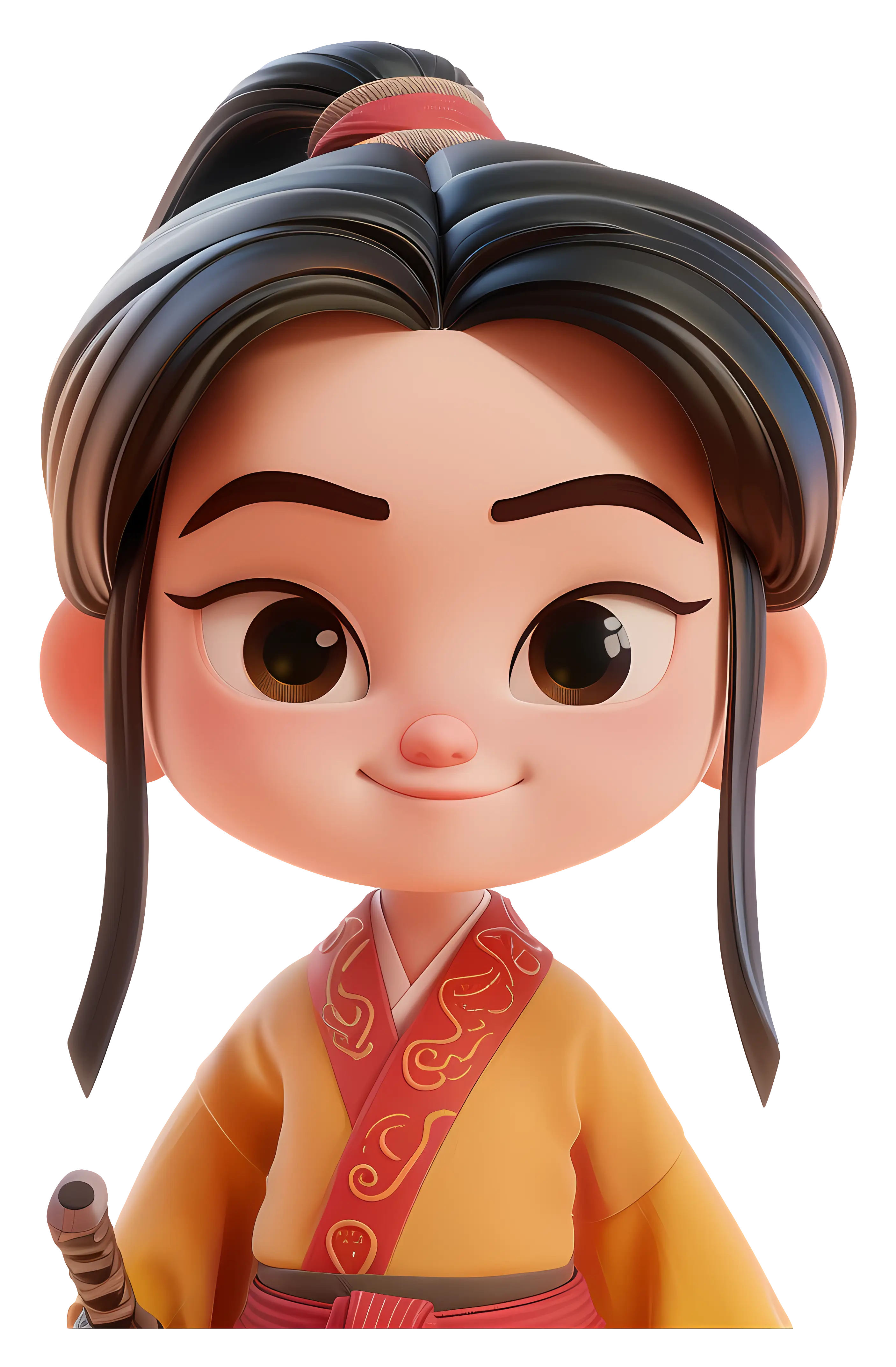 Cartoon Warrior Girl with Sword