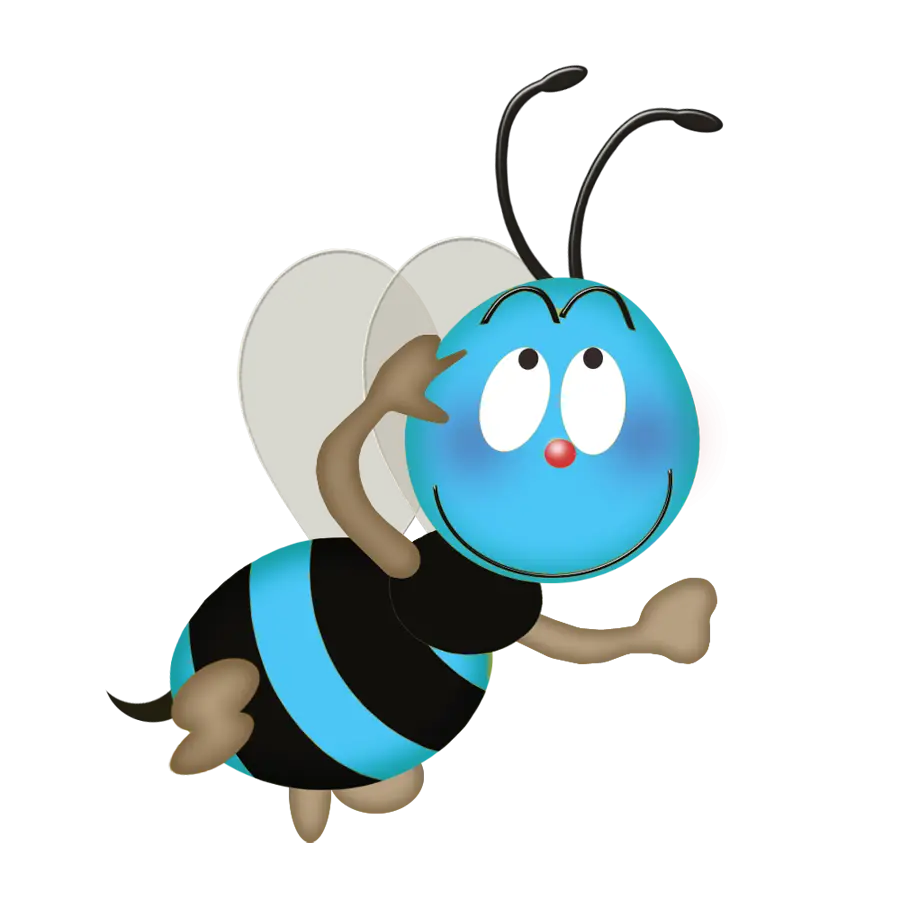 Cute Cartoon Bee Character in Blue