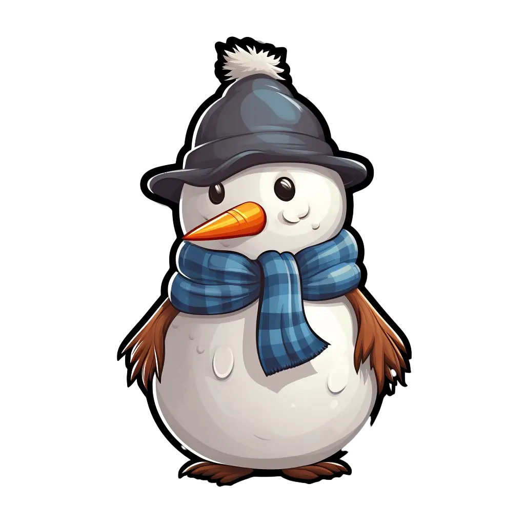 Cute Snowman with Hat and Scarf