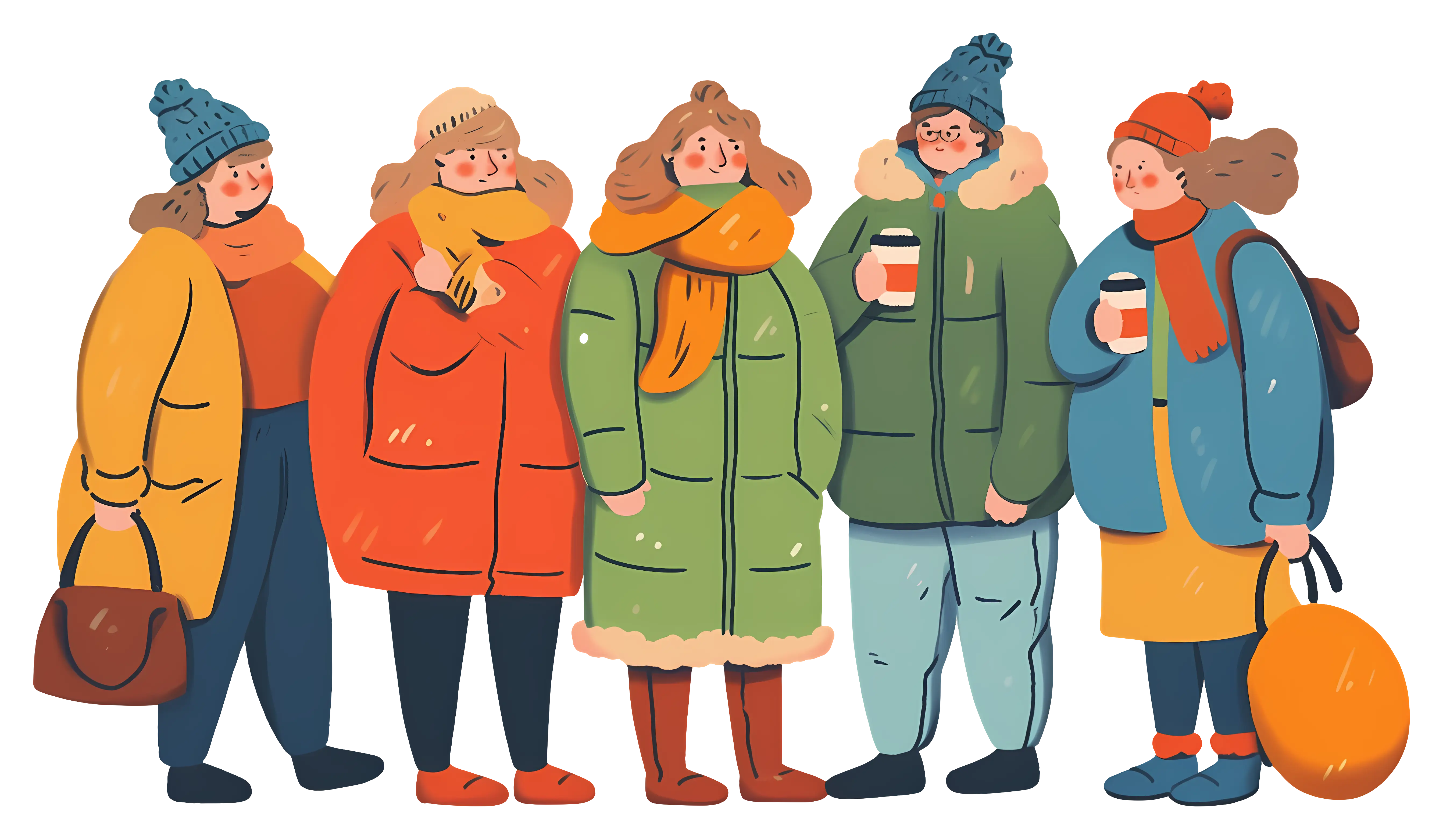 Group of People in Winter Fashion