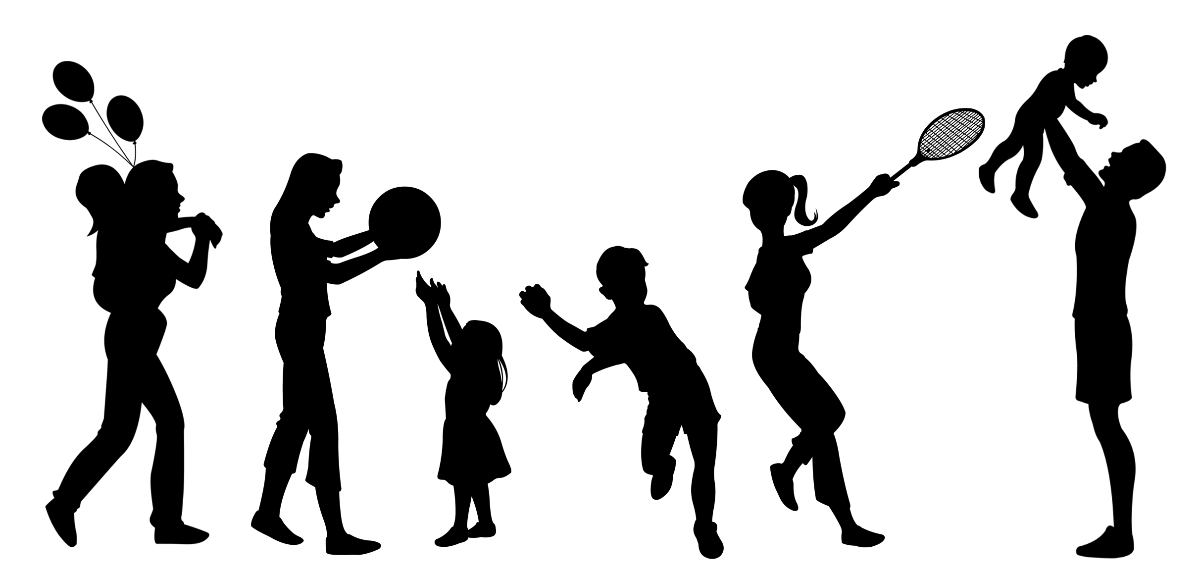 Silhouette of Family Playing Together