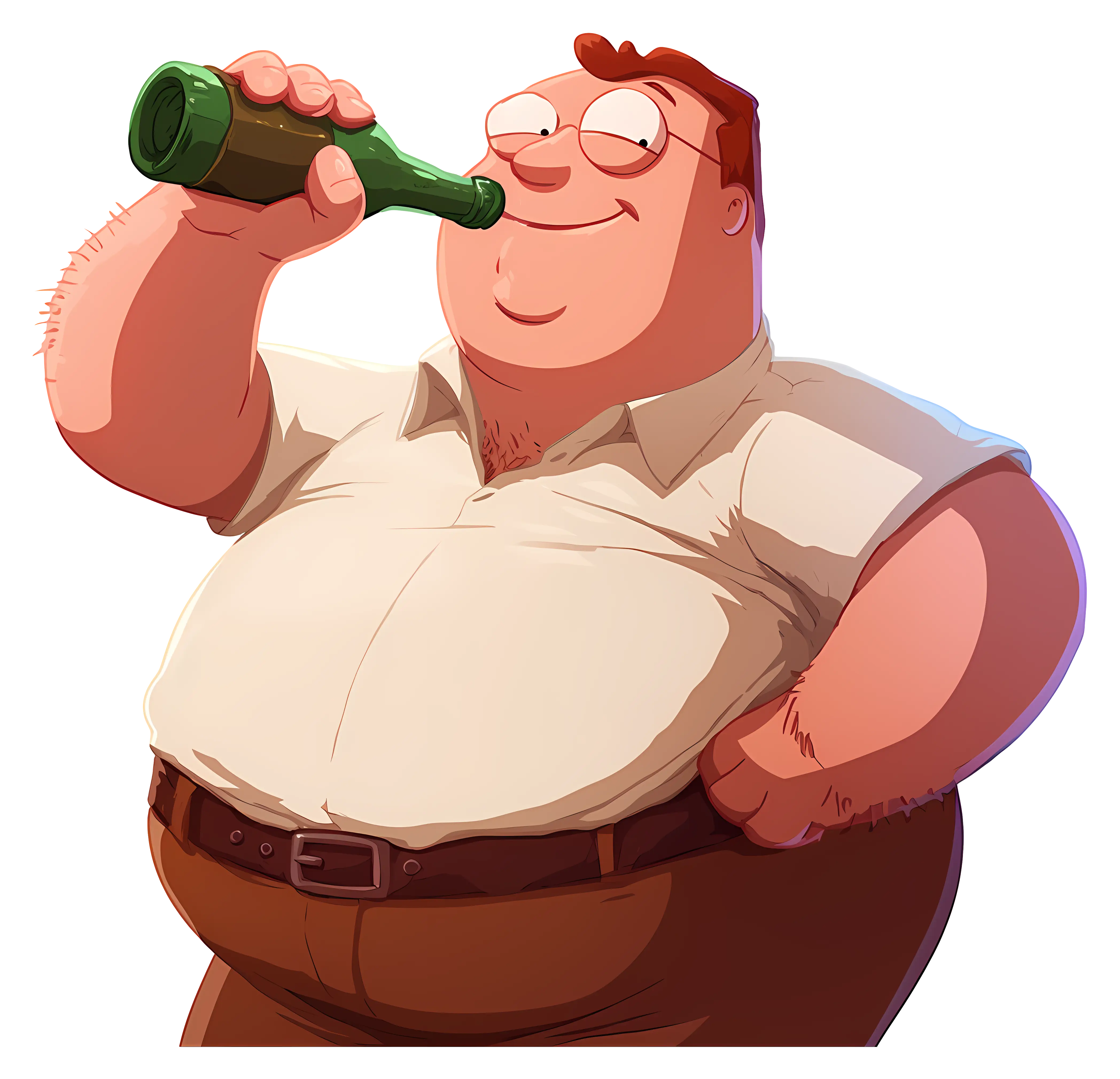 Cartoon Man Drinking from a Bottle