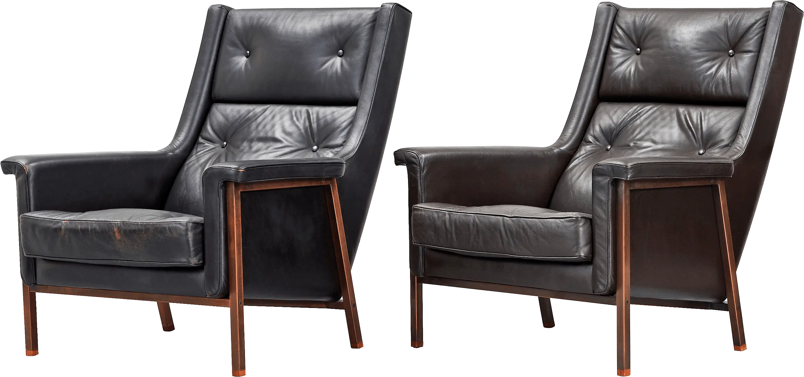 Pair of Black Leather Chairs