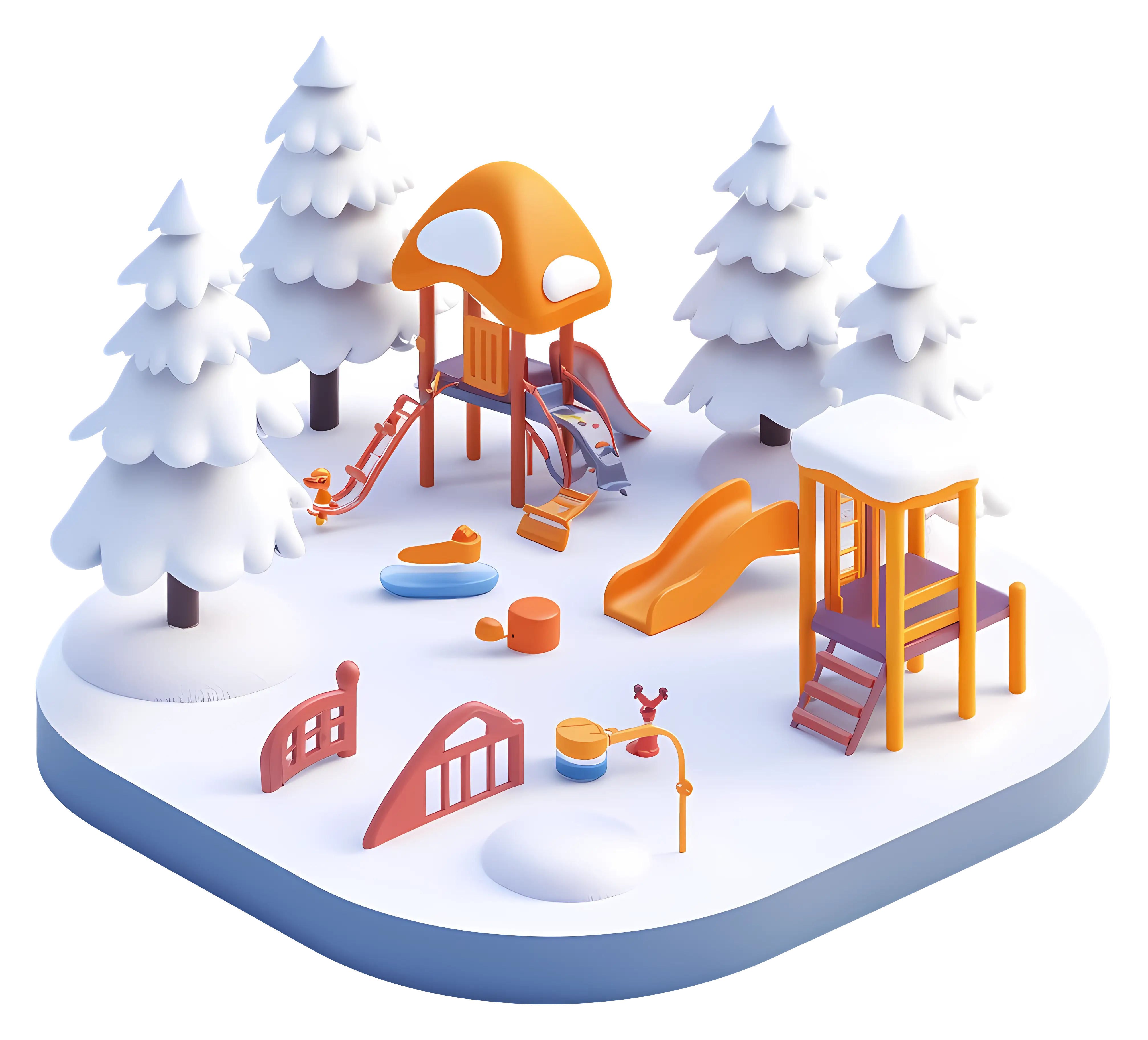 Snowy Playground with Winter Trees