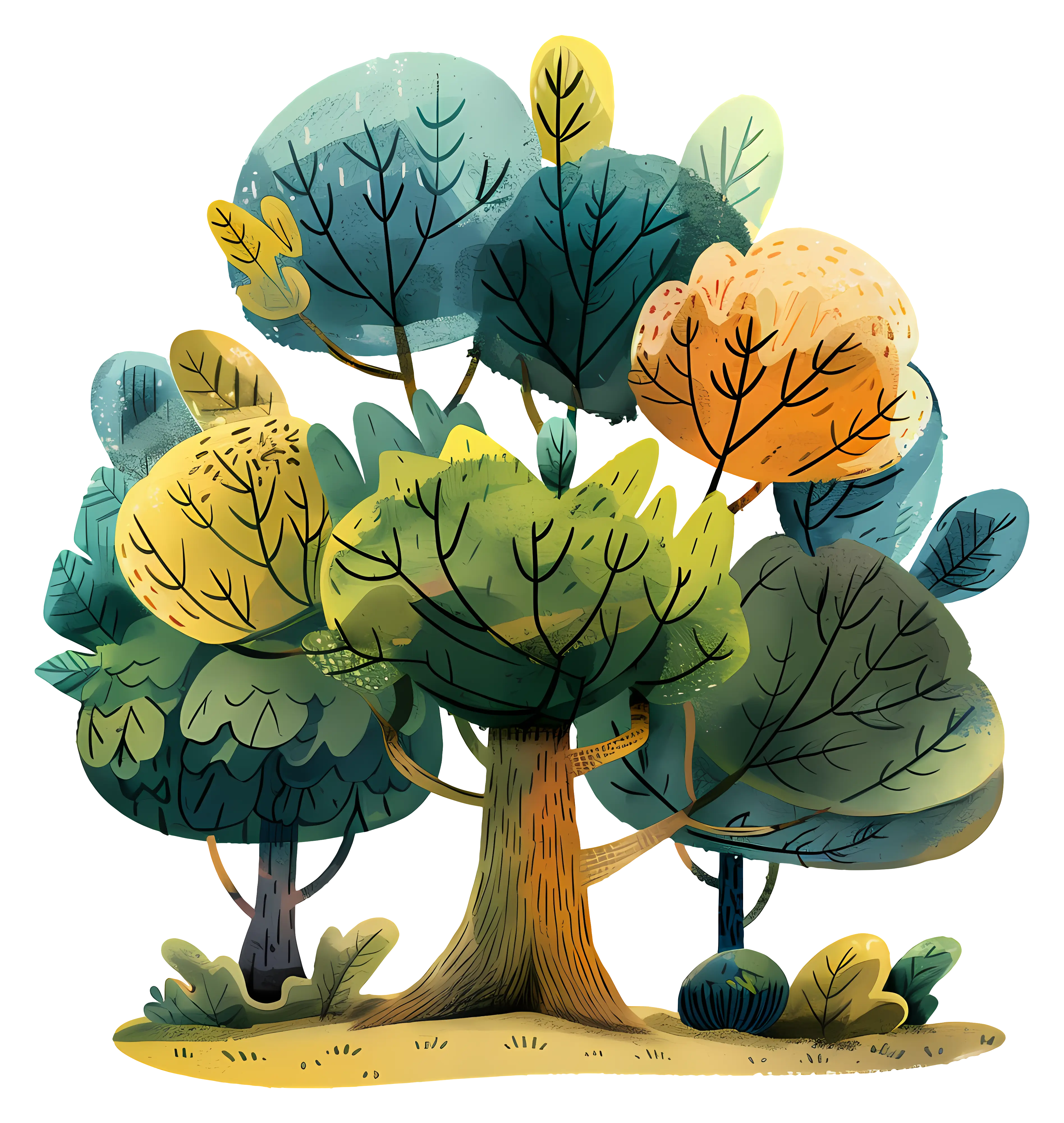 Colorful Forest with Trees and Foliage