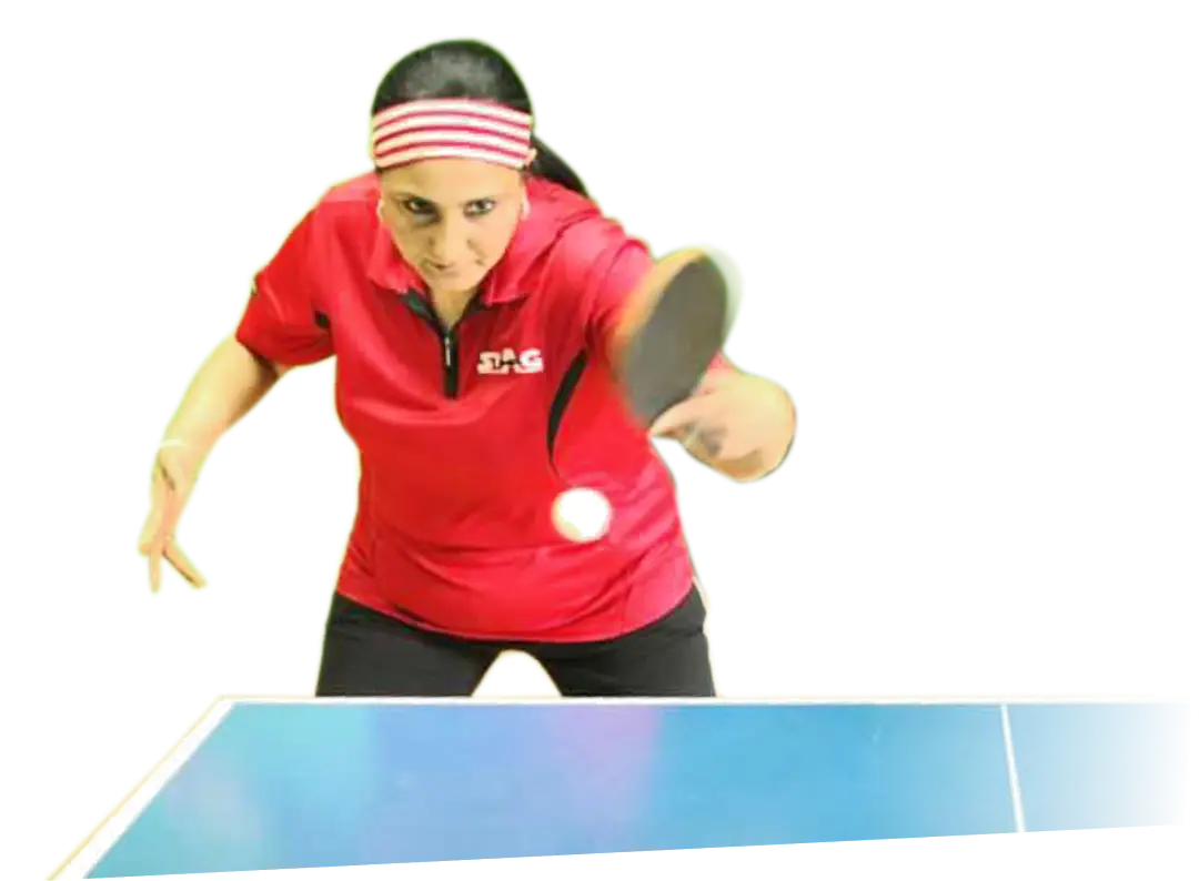 Focused Table Tennis Player in Action