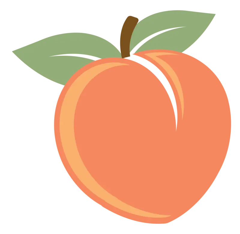 Peach Illustration with Green Leaves