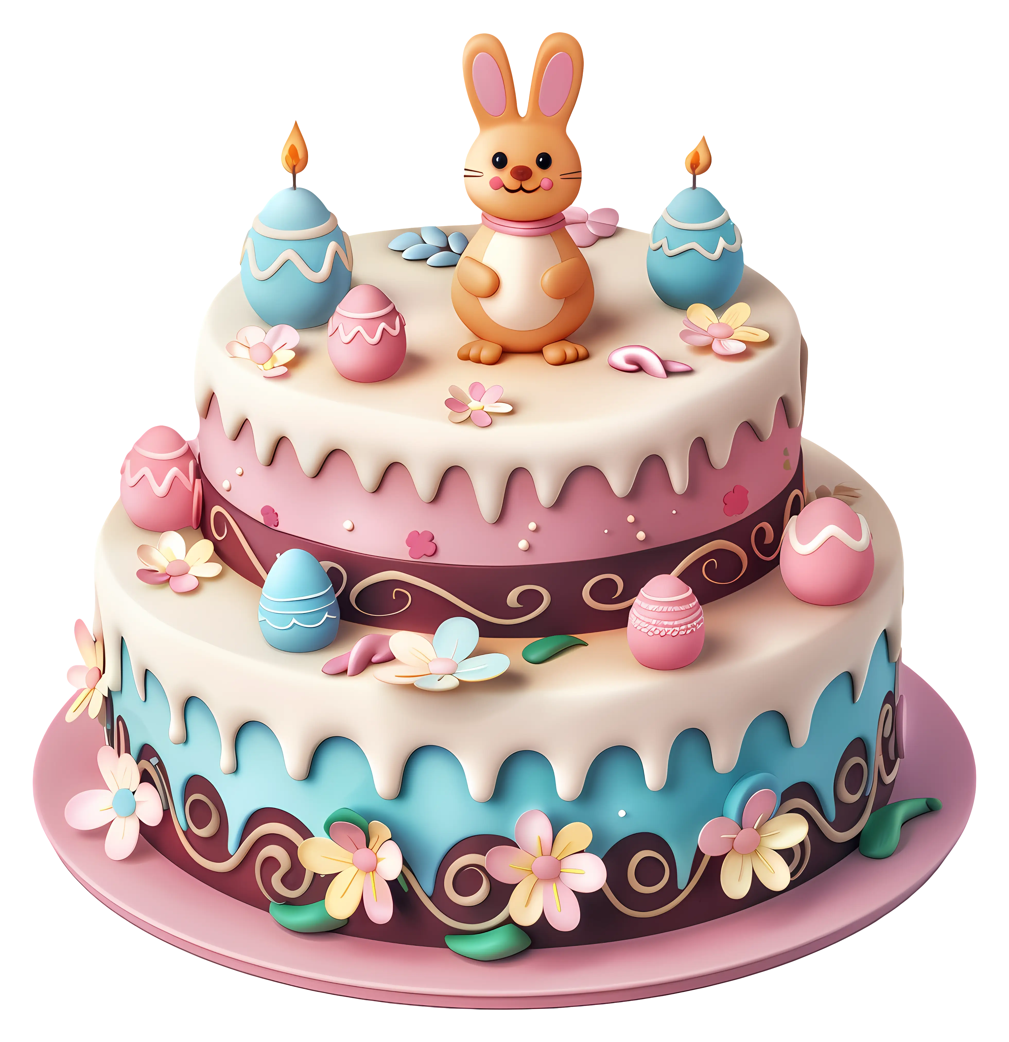 Decorated Easter Cake with Bunny