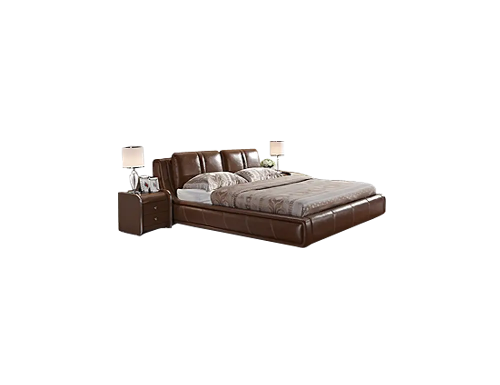 Comfortable Brown Bed with Nightstands