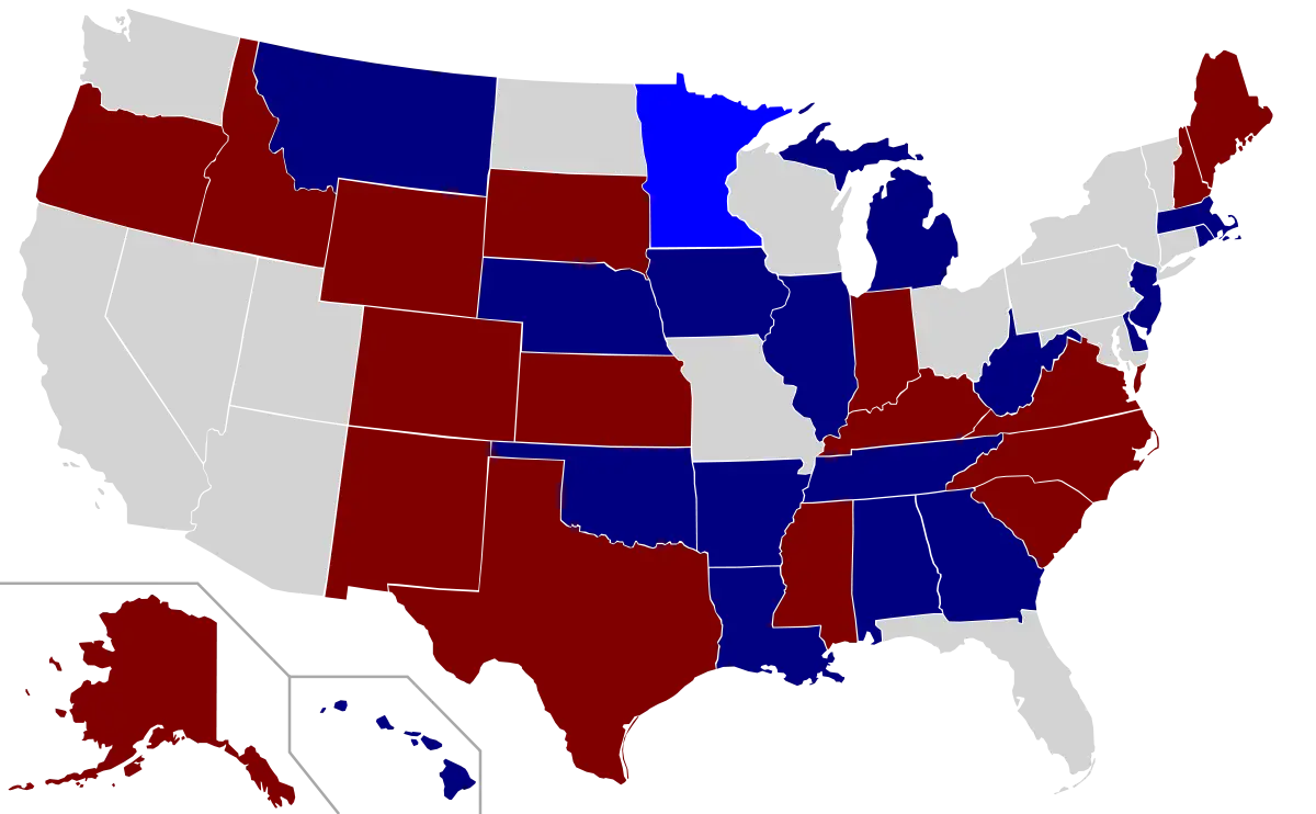 Color-Coded USA Political Map