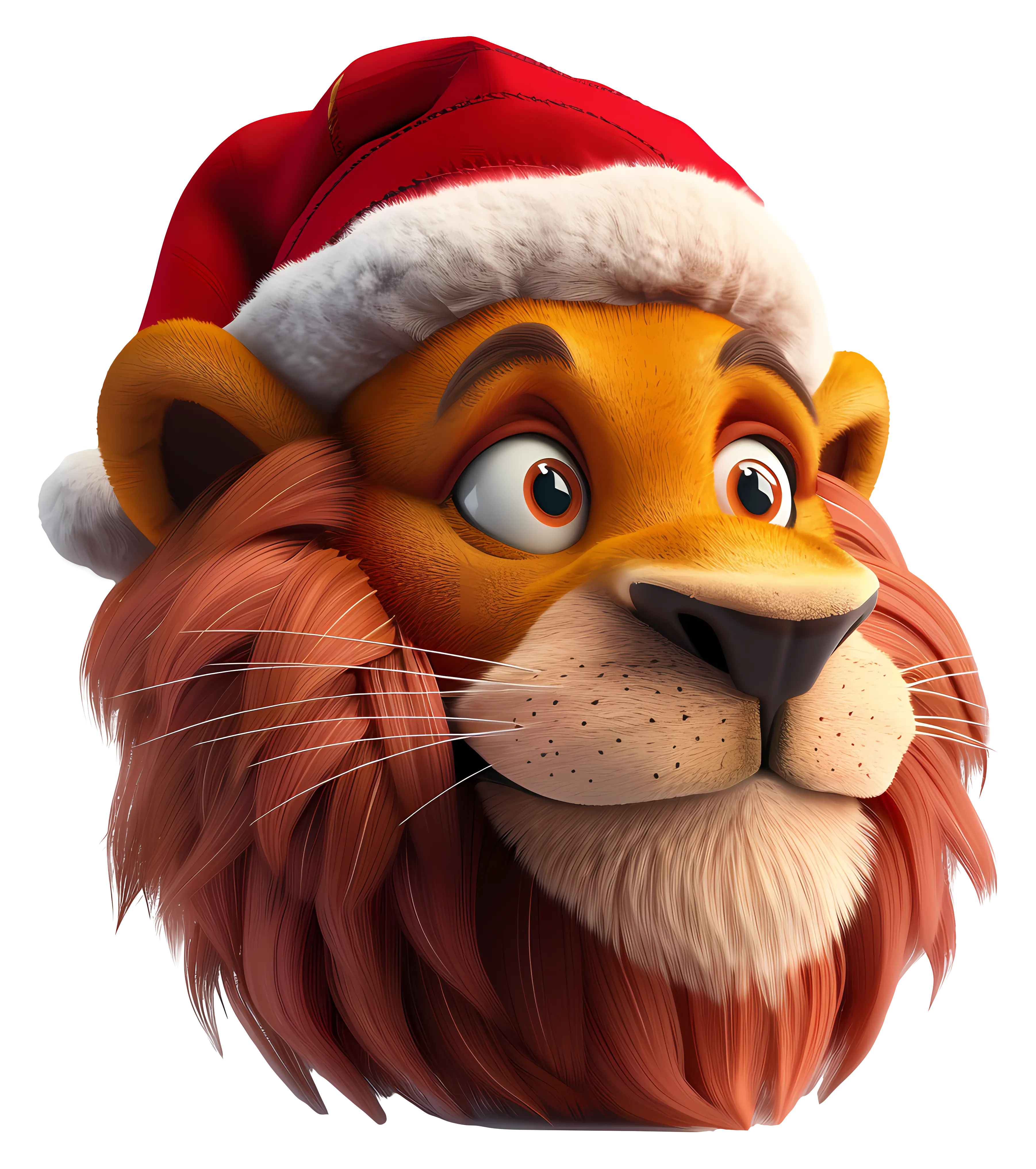 Lion Wearing Santa Hat for Christmas