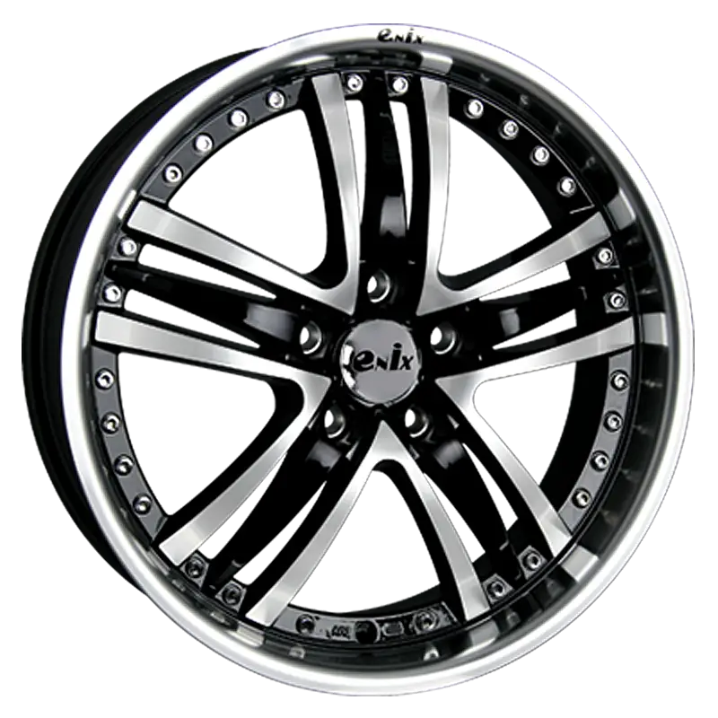 Shiny Black and Silver Car Rim for Vehicles