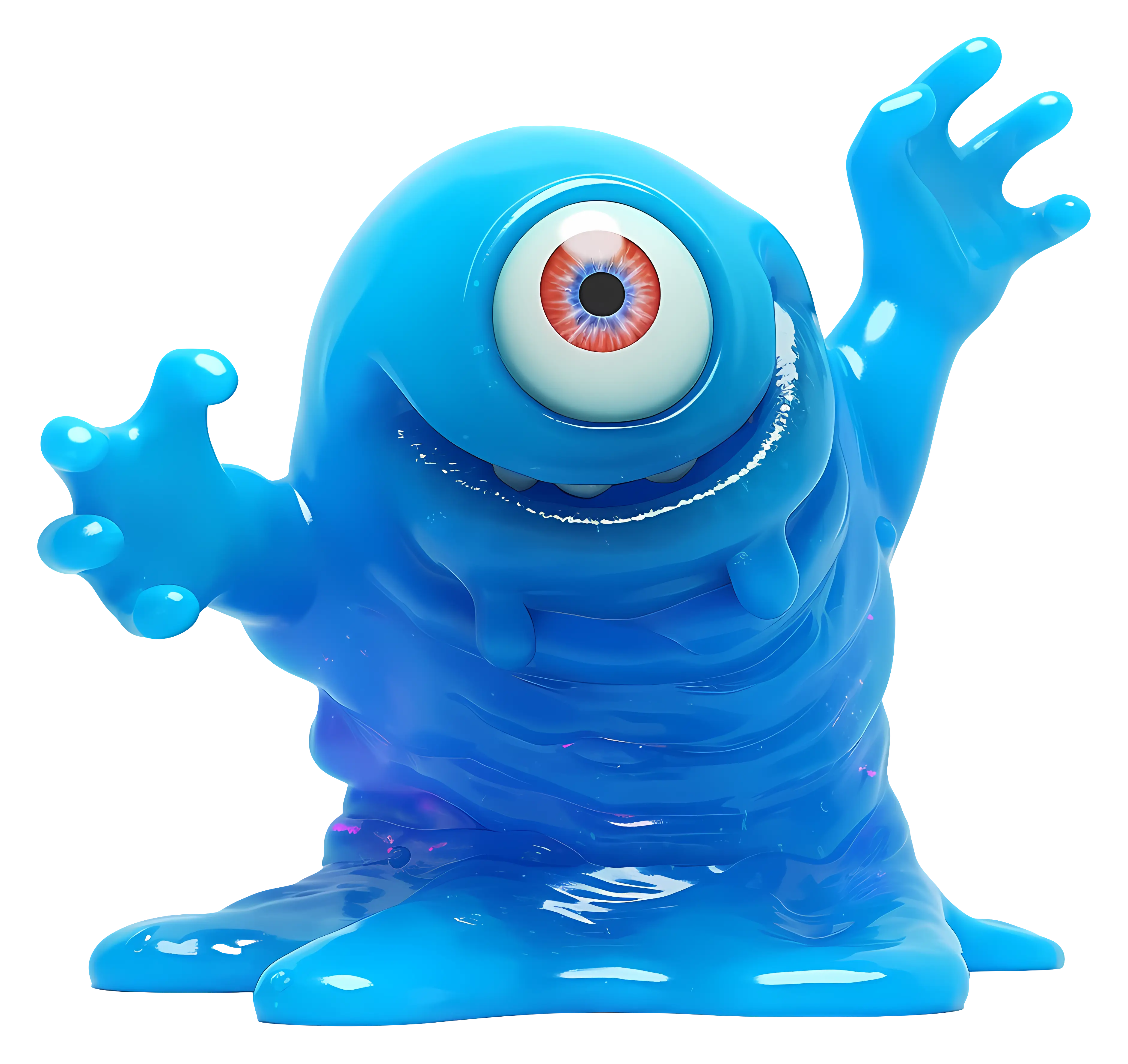 Blue Cartoon Monster with One Eye