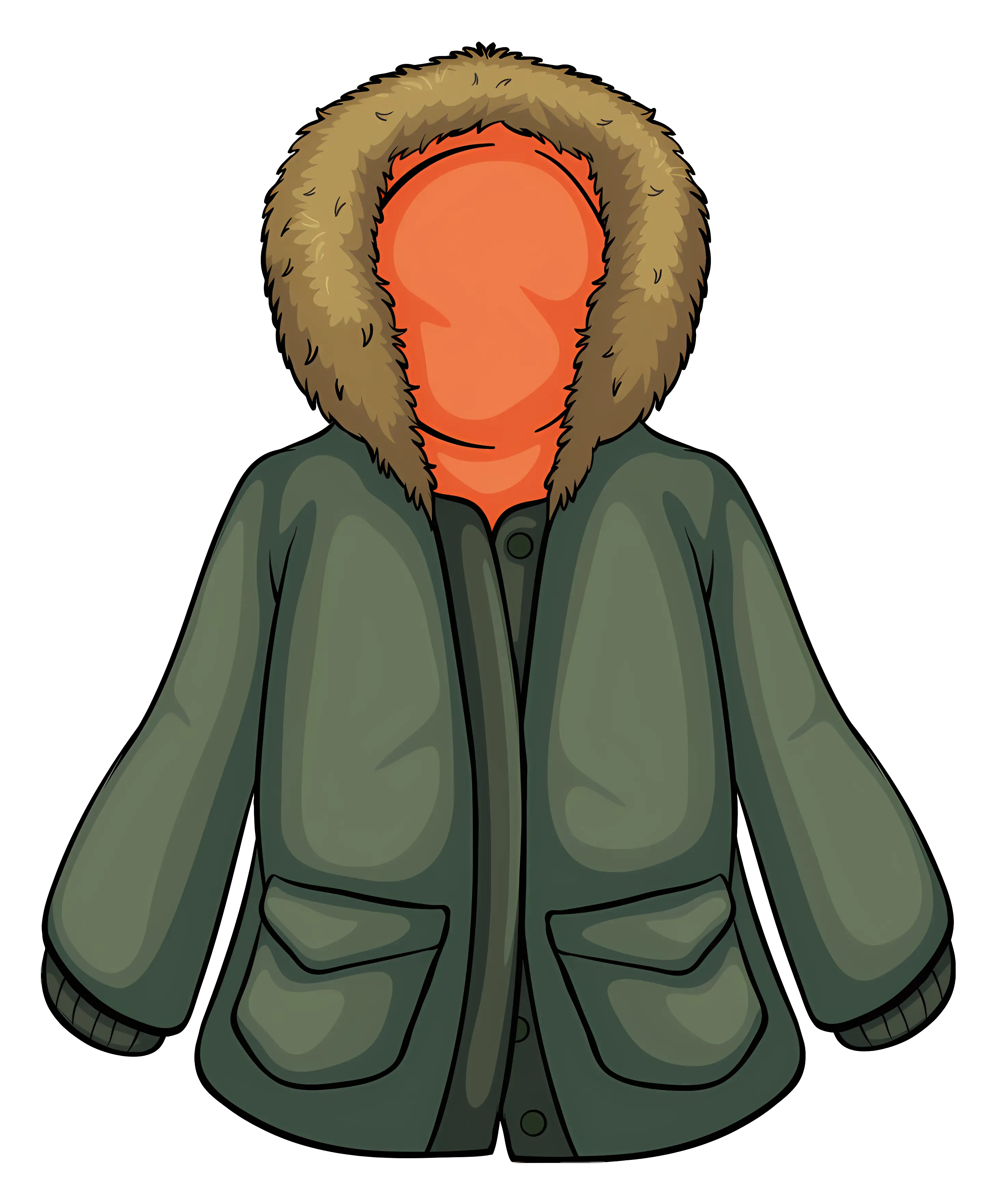 Green Parka with Fur Hood