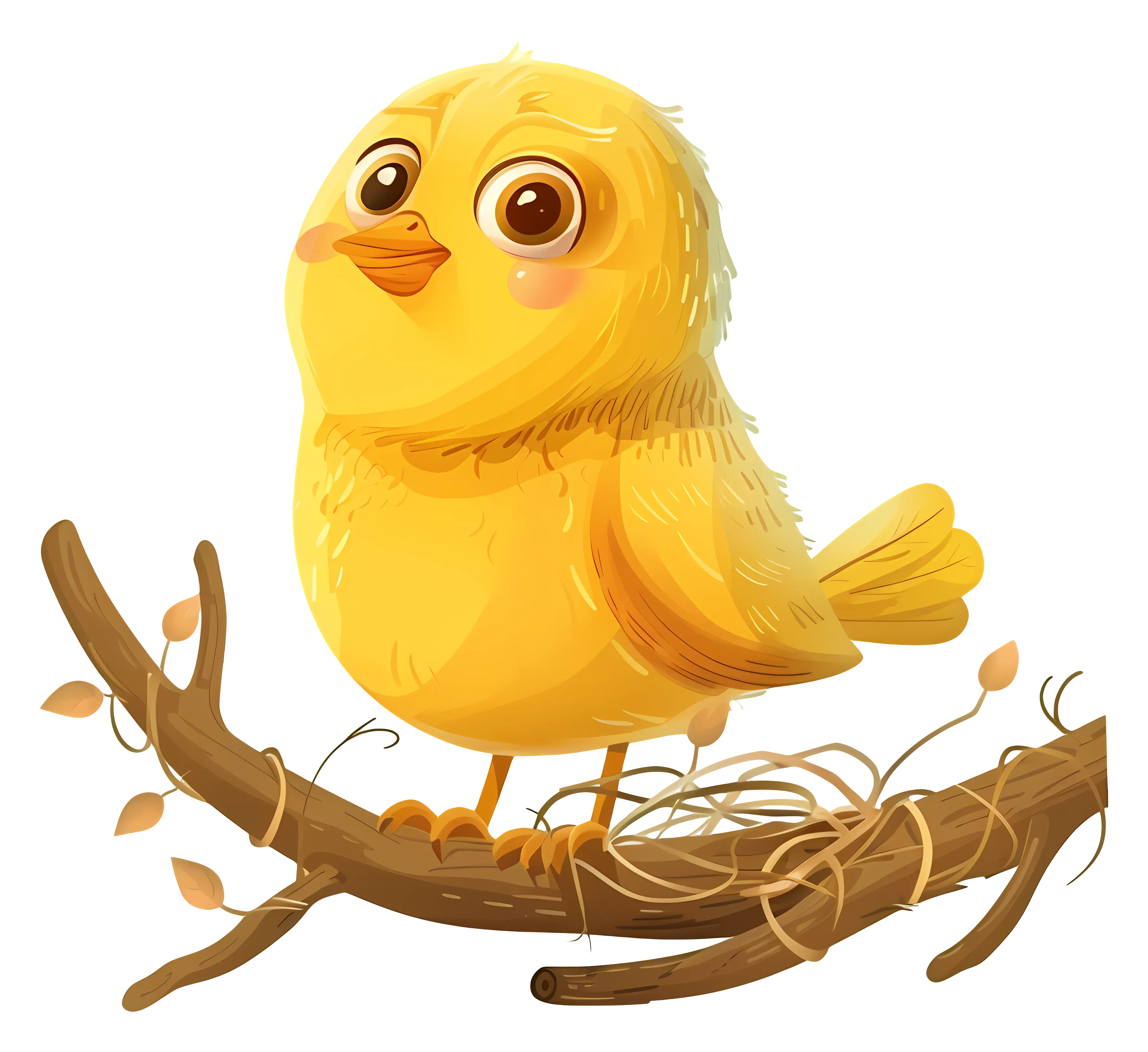 Cute Yellow Bird on Branch