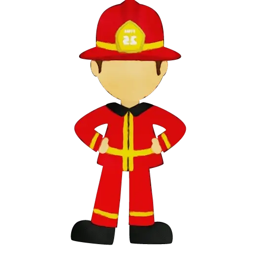 Firefighter in Red Suit and Helmet