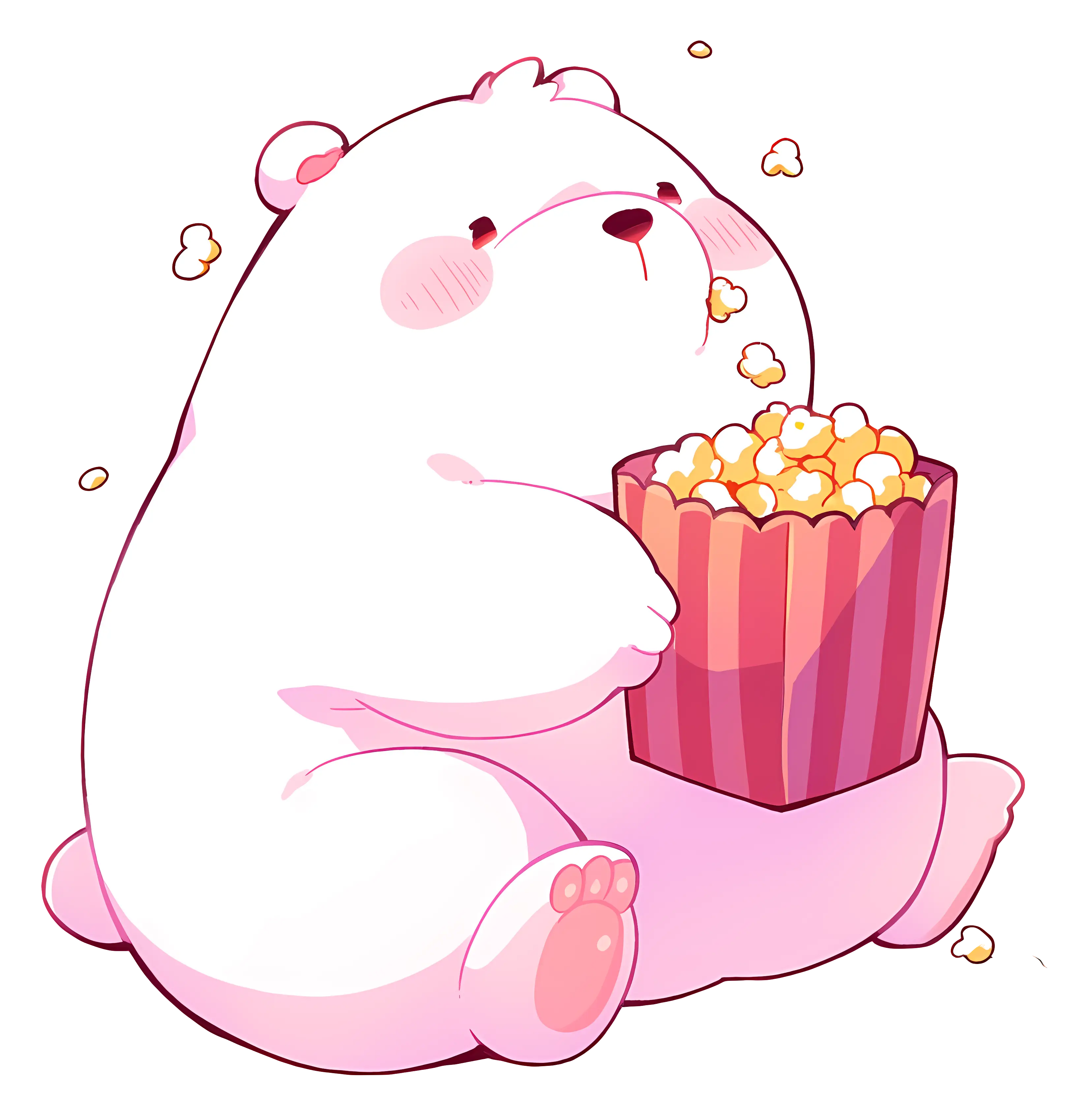 Adorable Bear Enjoying Popcorn Bucket