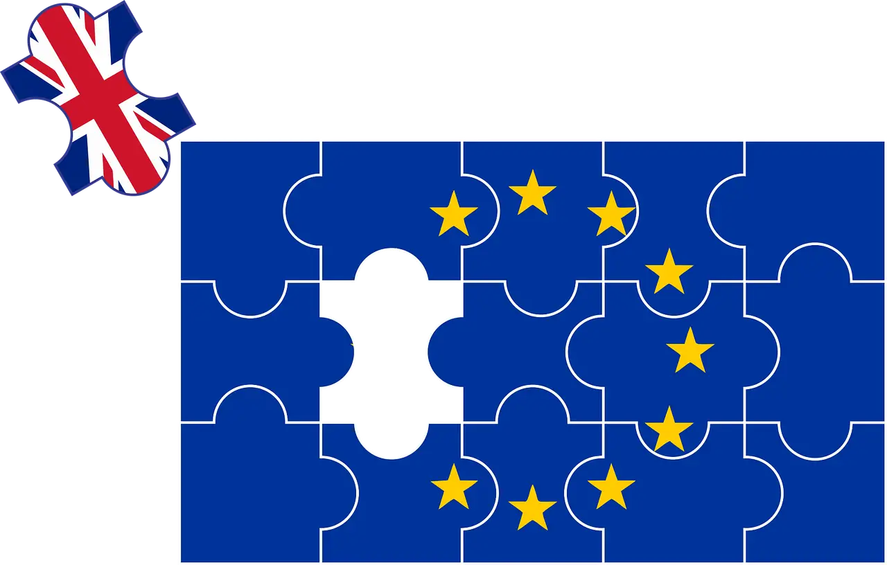 European Union Flag Puzzle with Missing Piece Representing Brexit