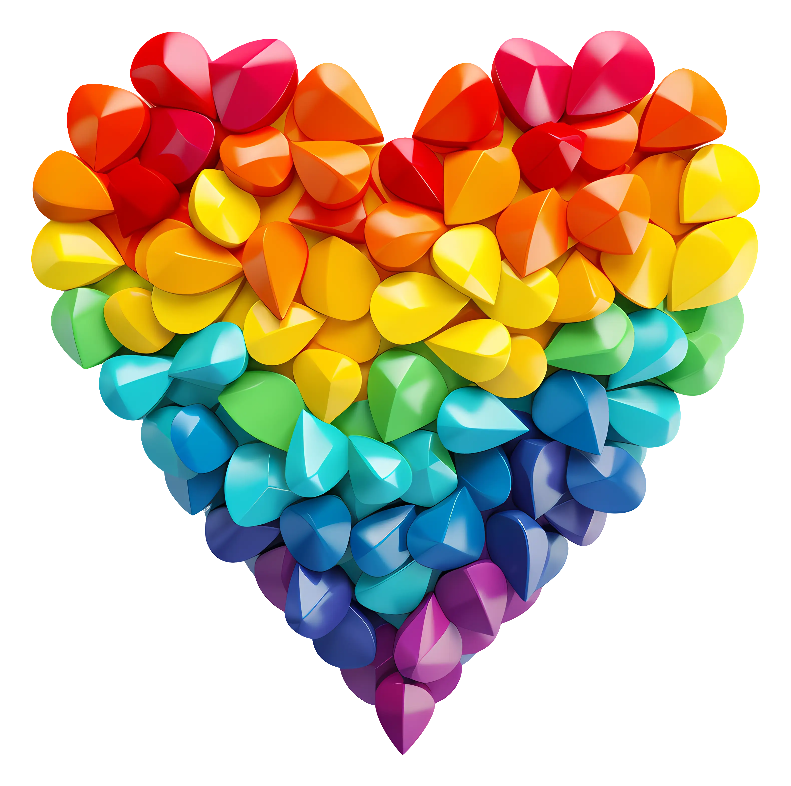 Rainbow Heart Made of Crystals Illustration