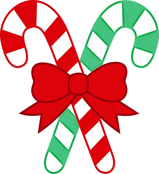 Christmas Candy Canes with Red Bow Illustration