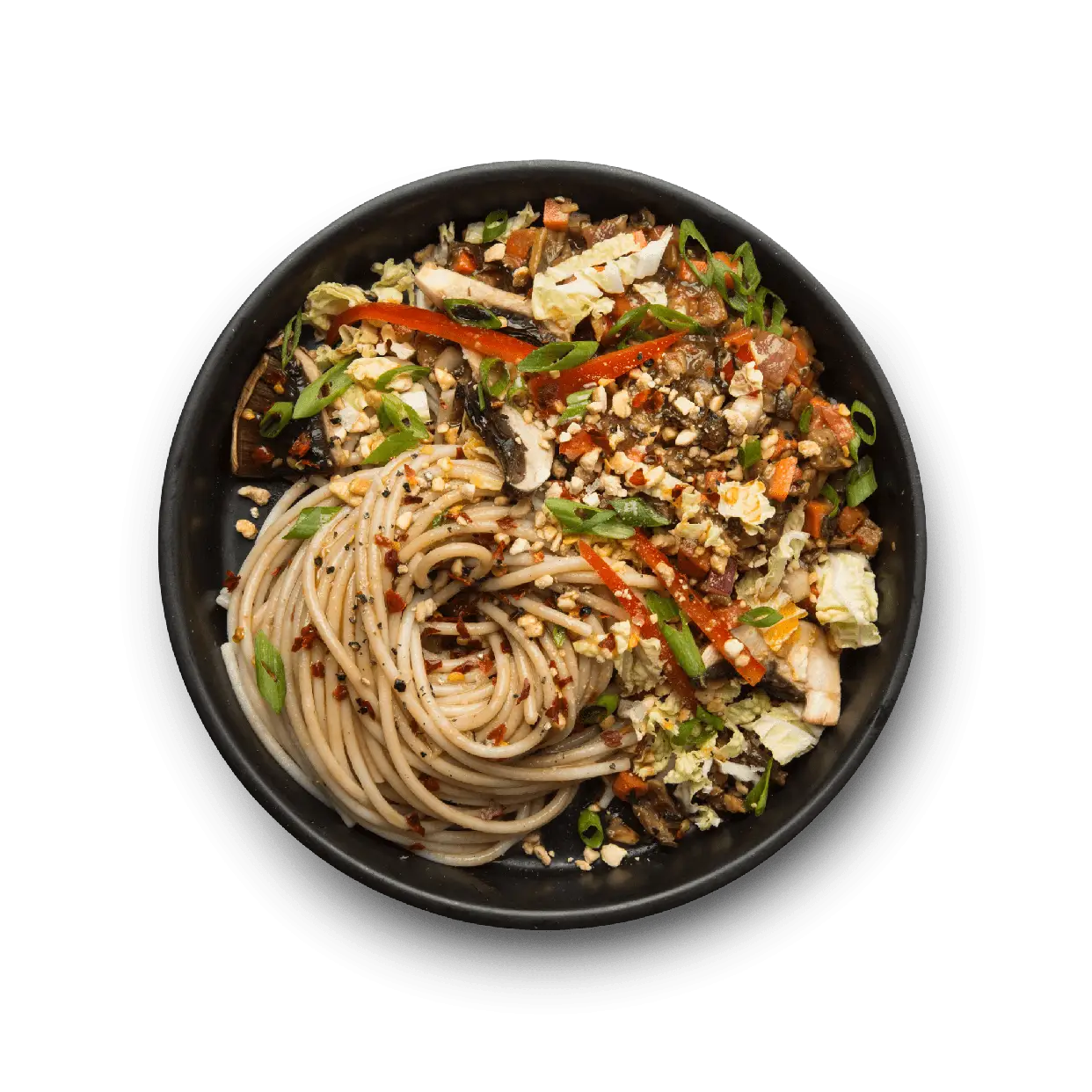 Noodles with Vegetables in a Bowl