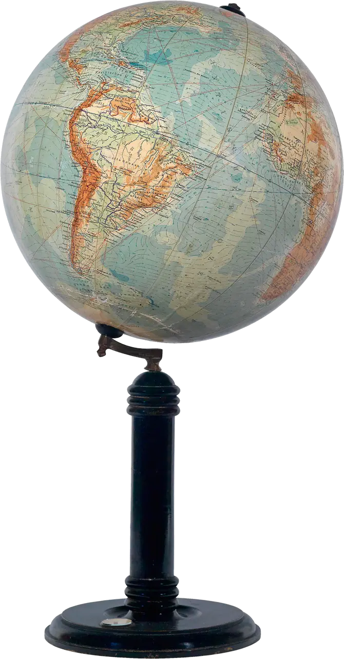 Antique Globe with Black Stand